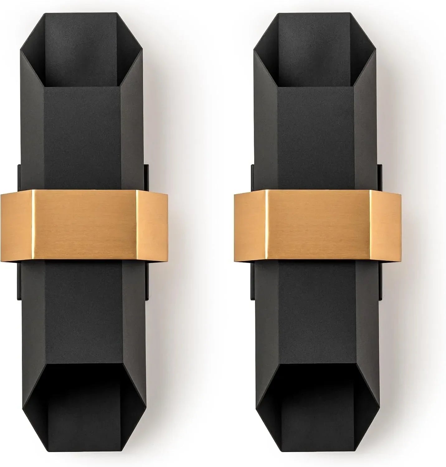 Led Black Gold Outdoor Wall Lights Set of 2