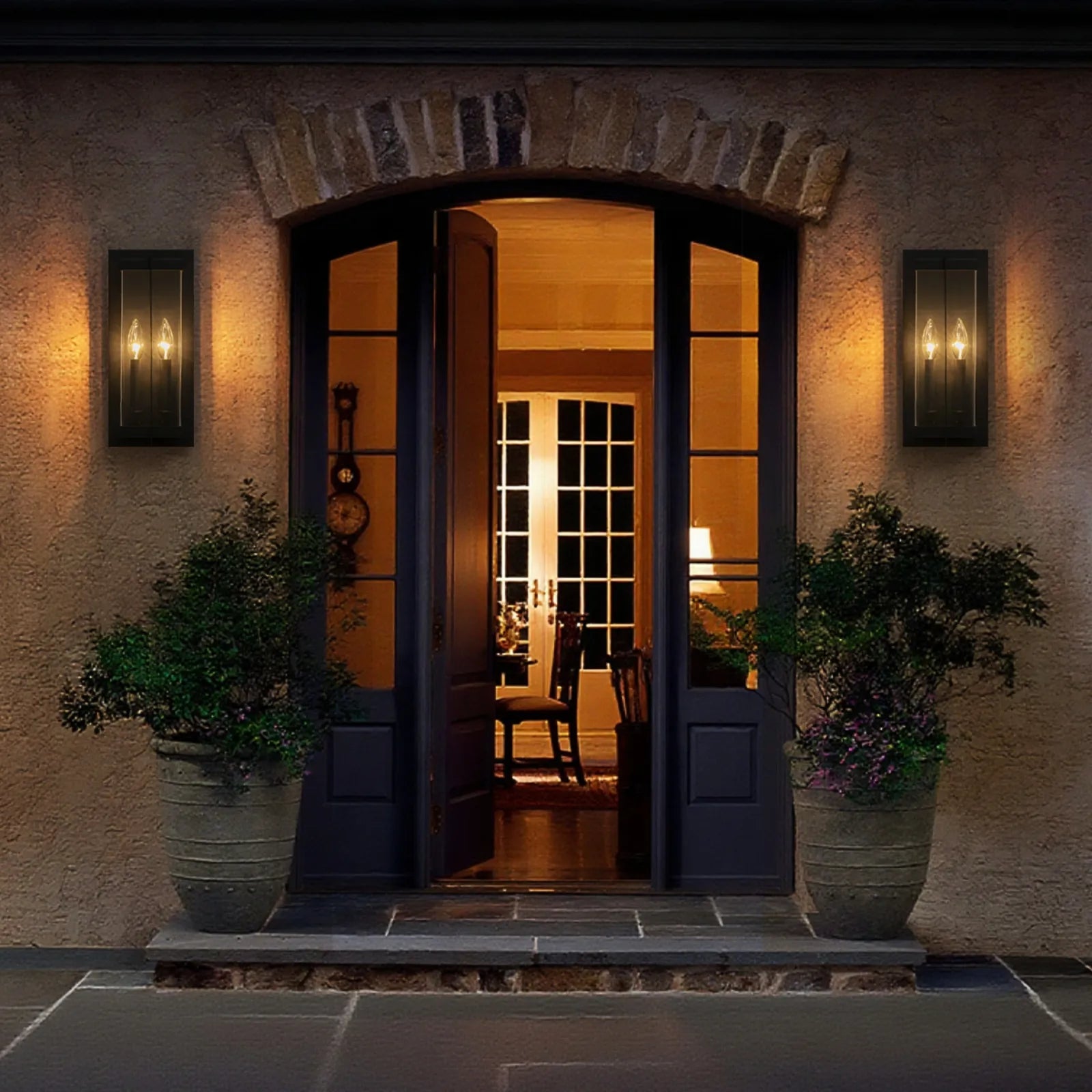 14.1" Acrylic Glass Outdoor Wall Light with 2-Light Candelabra