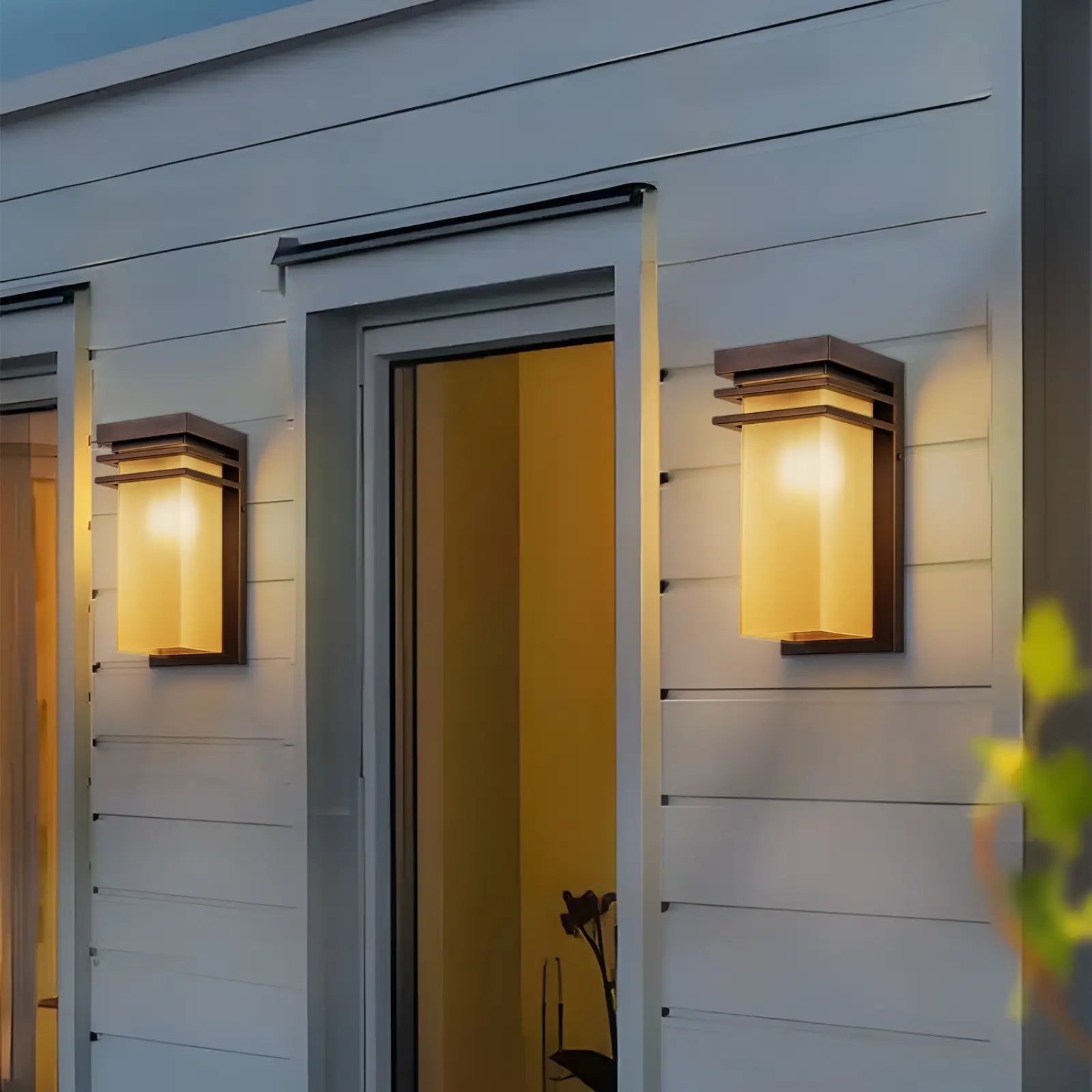 12" Bronze Outdoor Patio Lights with Antique Amber Glass