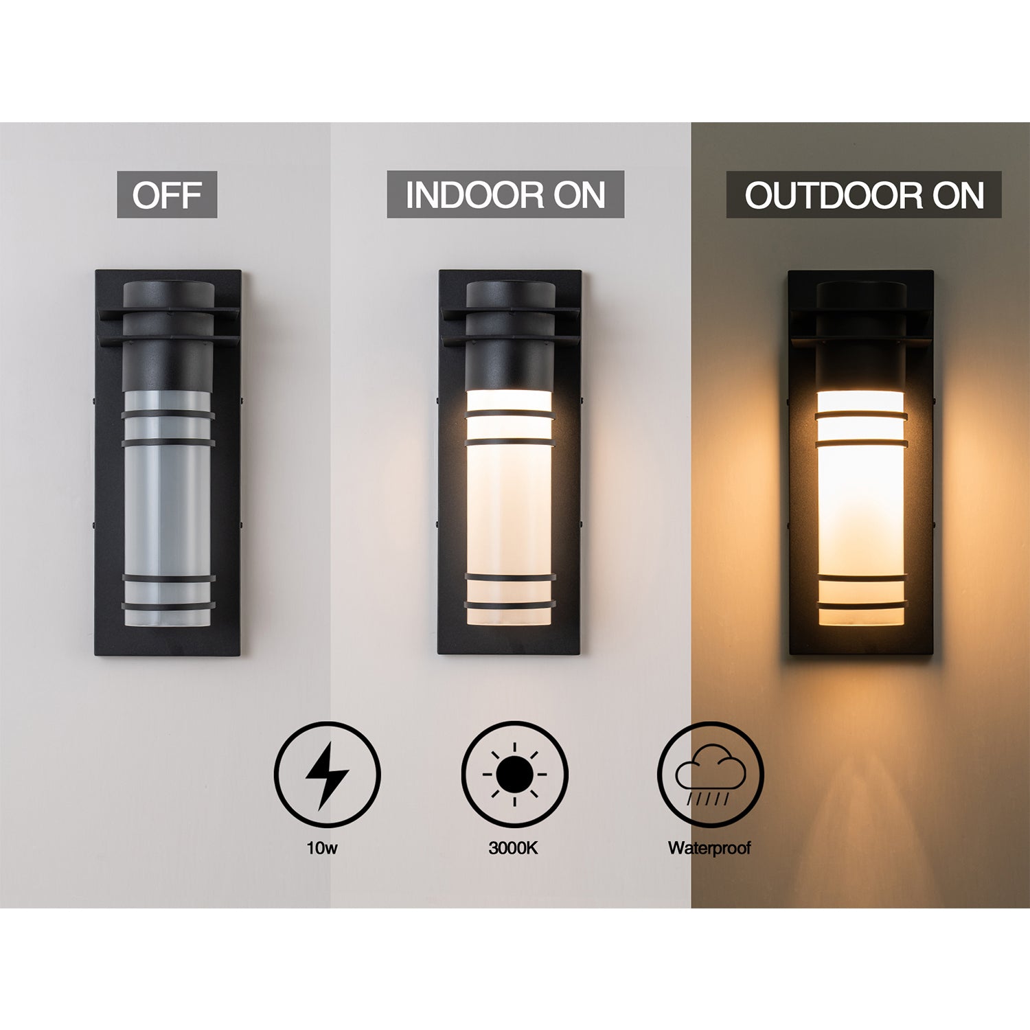 LED Black Outdoor Wall Lights with Frosted Glass - FTL Outdoor Wall Lighting LED Light Bulbs