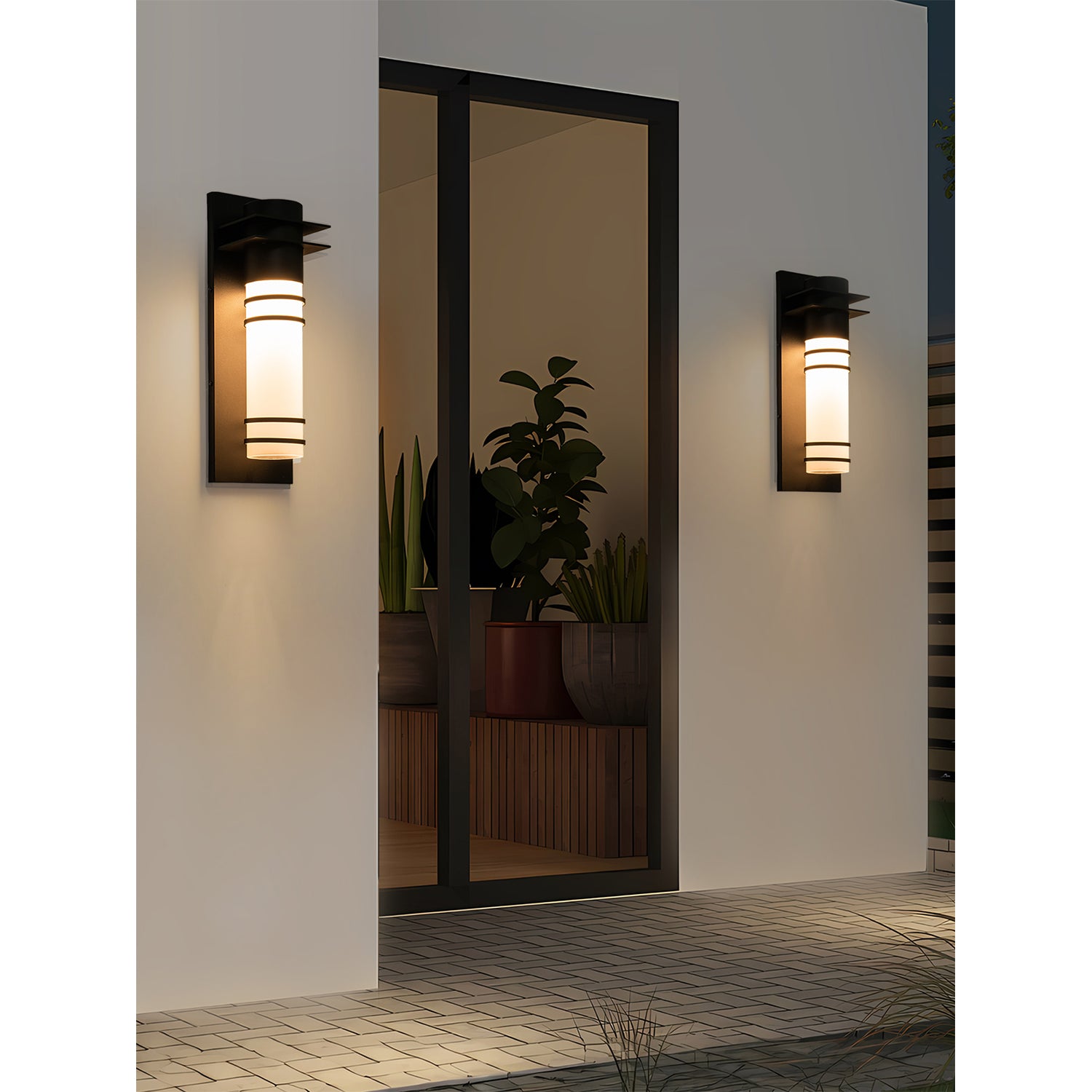 LED Black Outdoor Wall Lights with Frosted Glass - FTL Outdoor Wall Lighting LED Light Bulbs