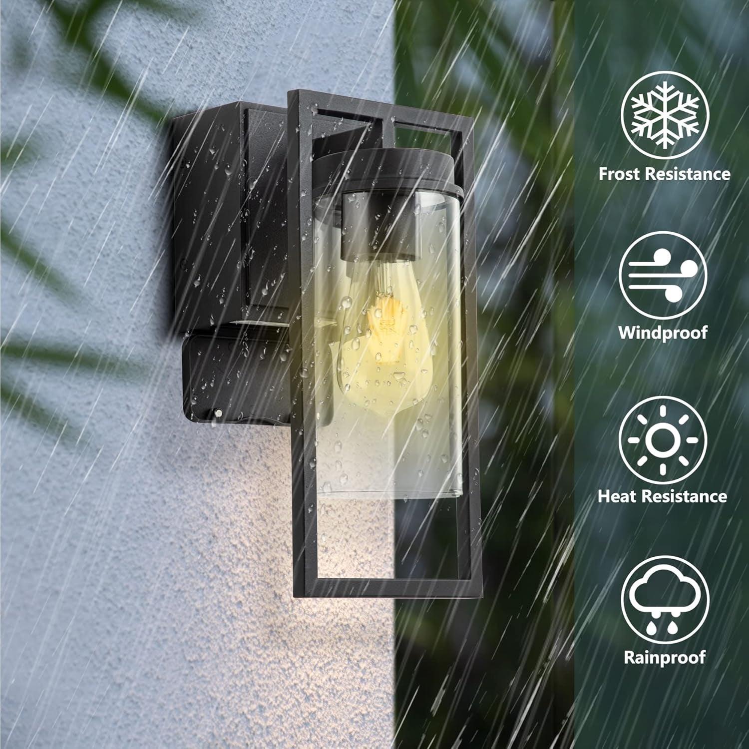 Black Outdoor Wall Lights with GFCI Outlet - FTL Outdoor Wall Lighting LED Light Bulbs