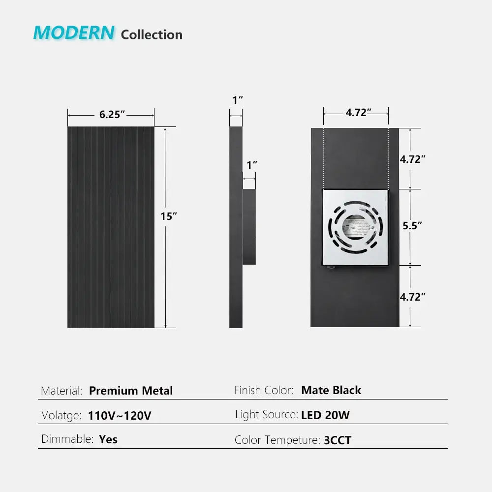 Modern Outdoor Wall Light – 3CCT LED Up & Down Sconce