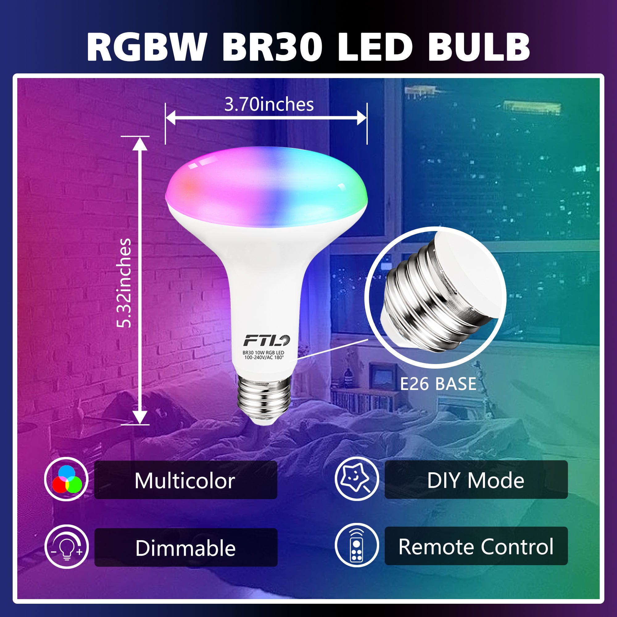 RGB Color Changing BR30 LED Bulbs with Remote