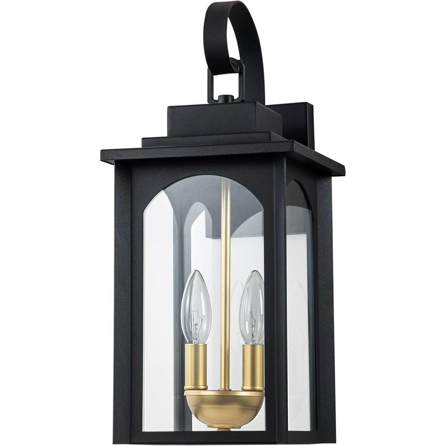 Black Outdoor Wall Lights with Gold Candelabra - FTL Outdoor Wall Lighting LED Light Bulbs