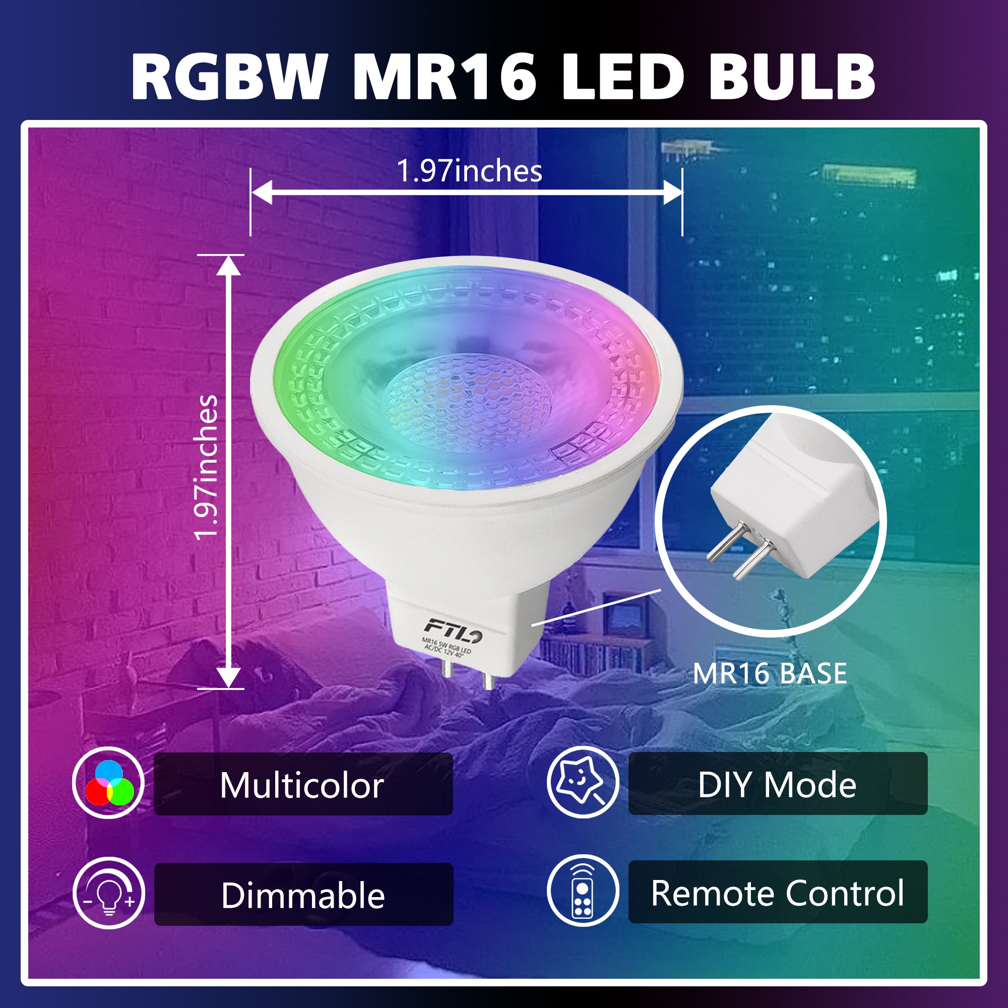 RGB Color Changing MR16 LED Bulbs with Remote