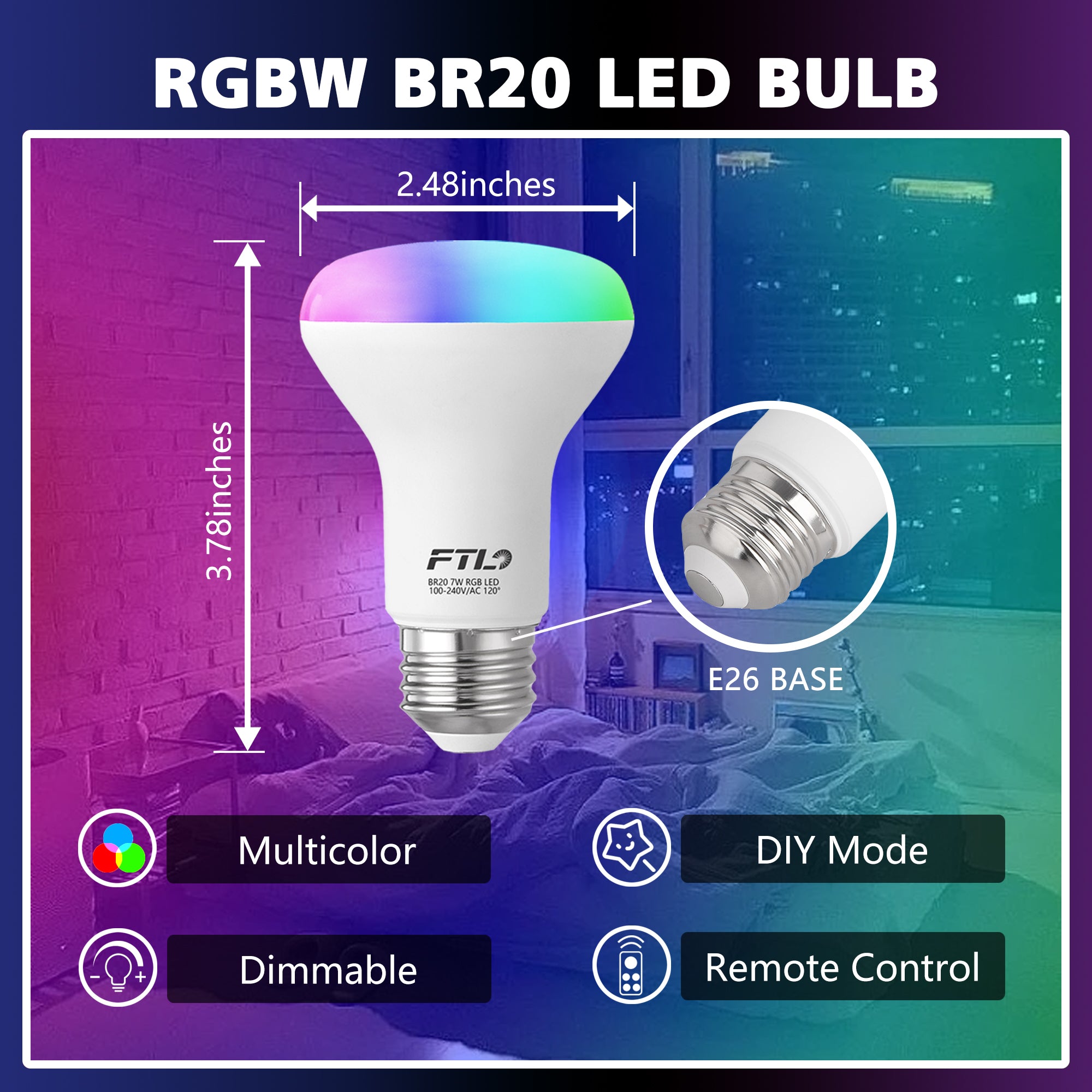 RGB Color Changing PAR20 LED Bulbs with Remote