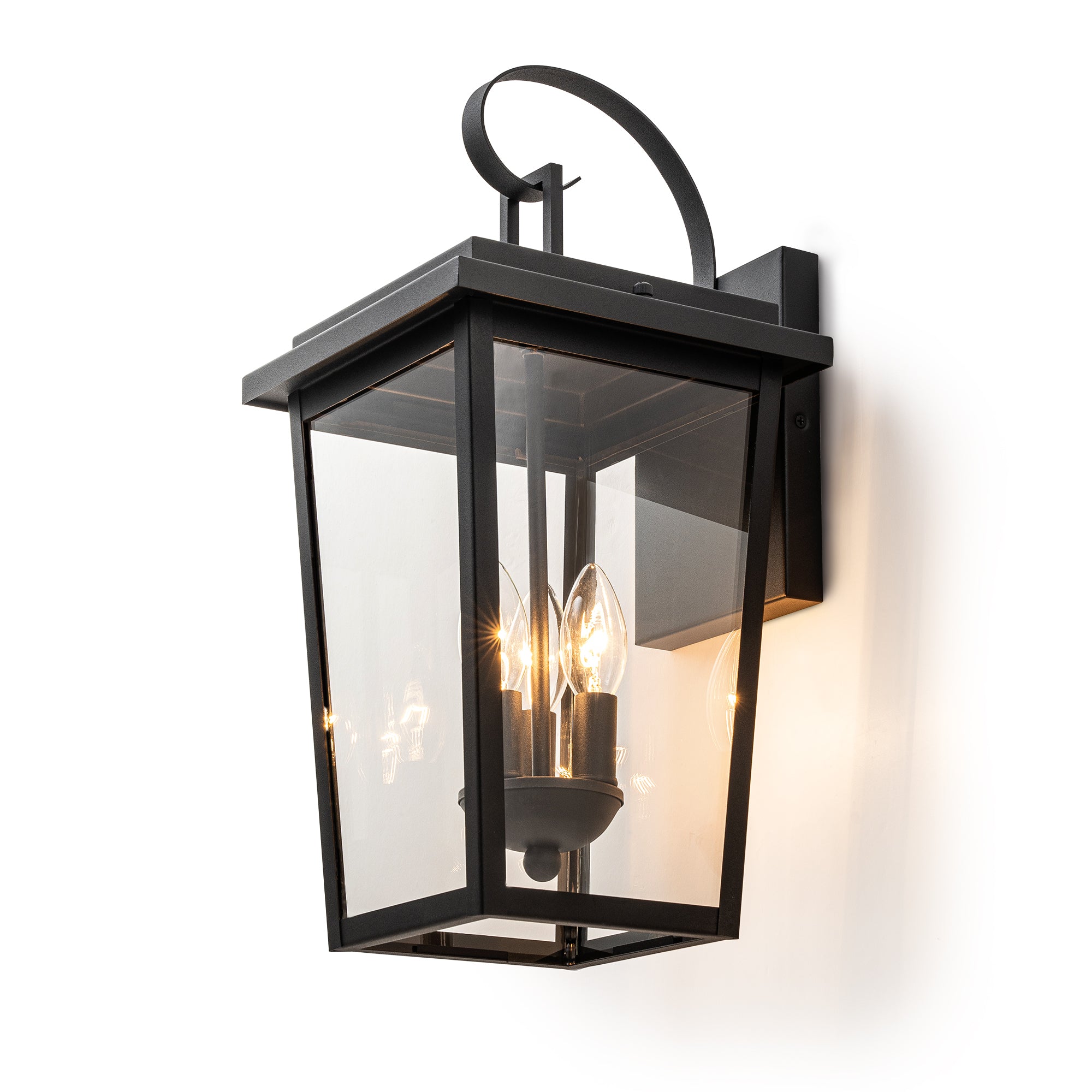 Matte Black Outdoor Wall Lights with Clear Glass - FTL Outdoor Wall Lighting LED Light Bulbs