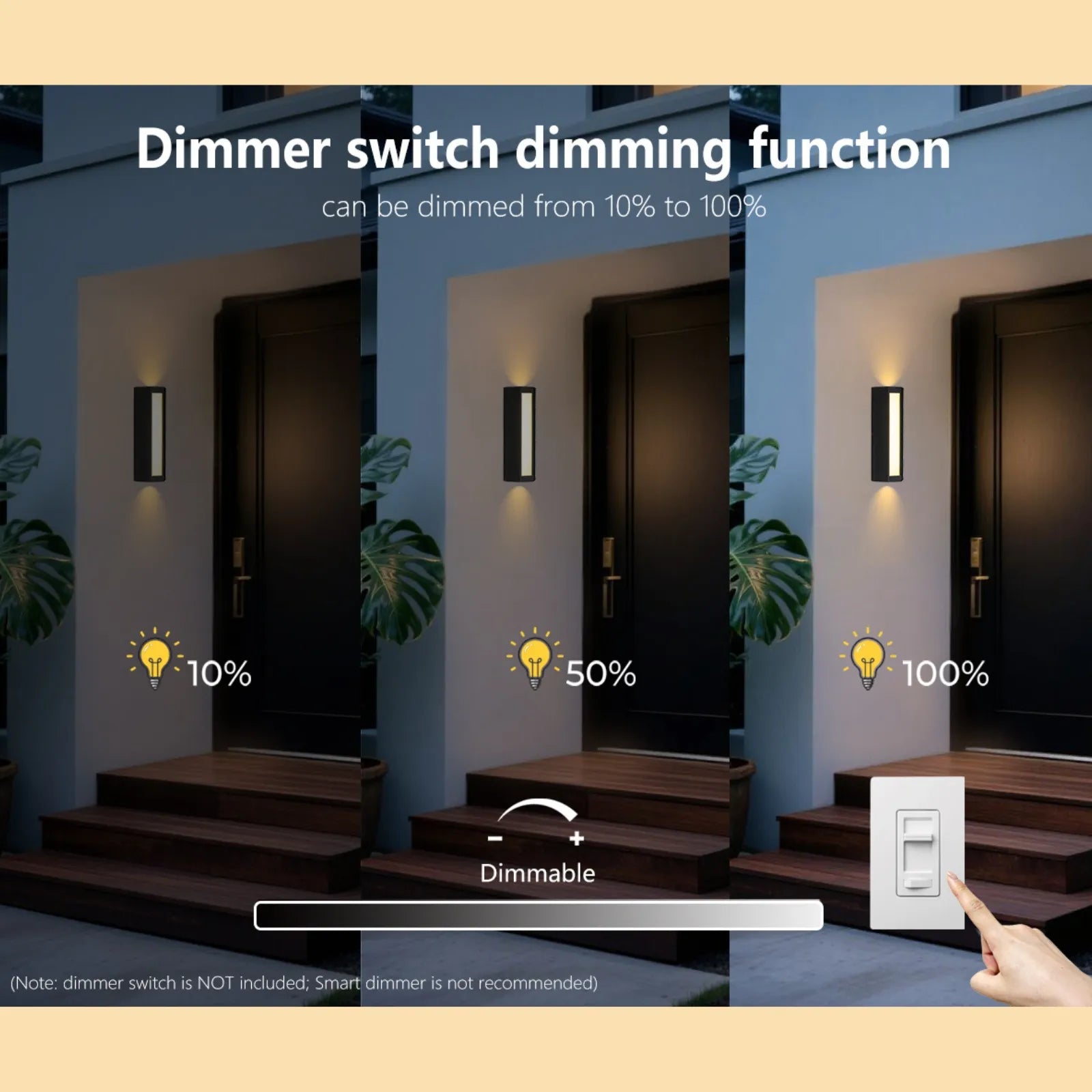 11.8” Dimmable LED Outdoor Wall Lights Set of 2