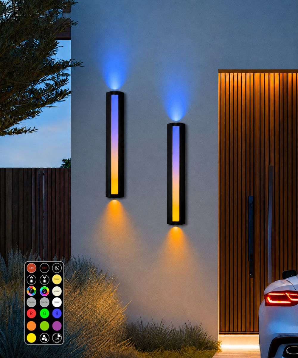 23.6” Modern RGB Outdoor Wall Lights with Remote Control