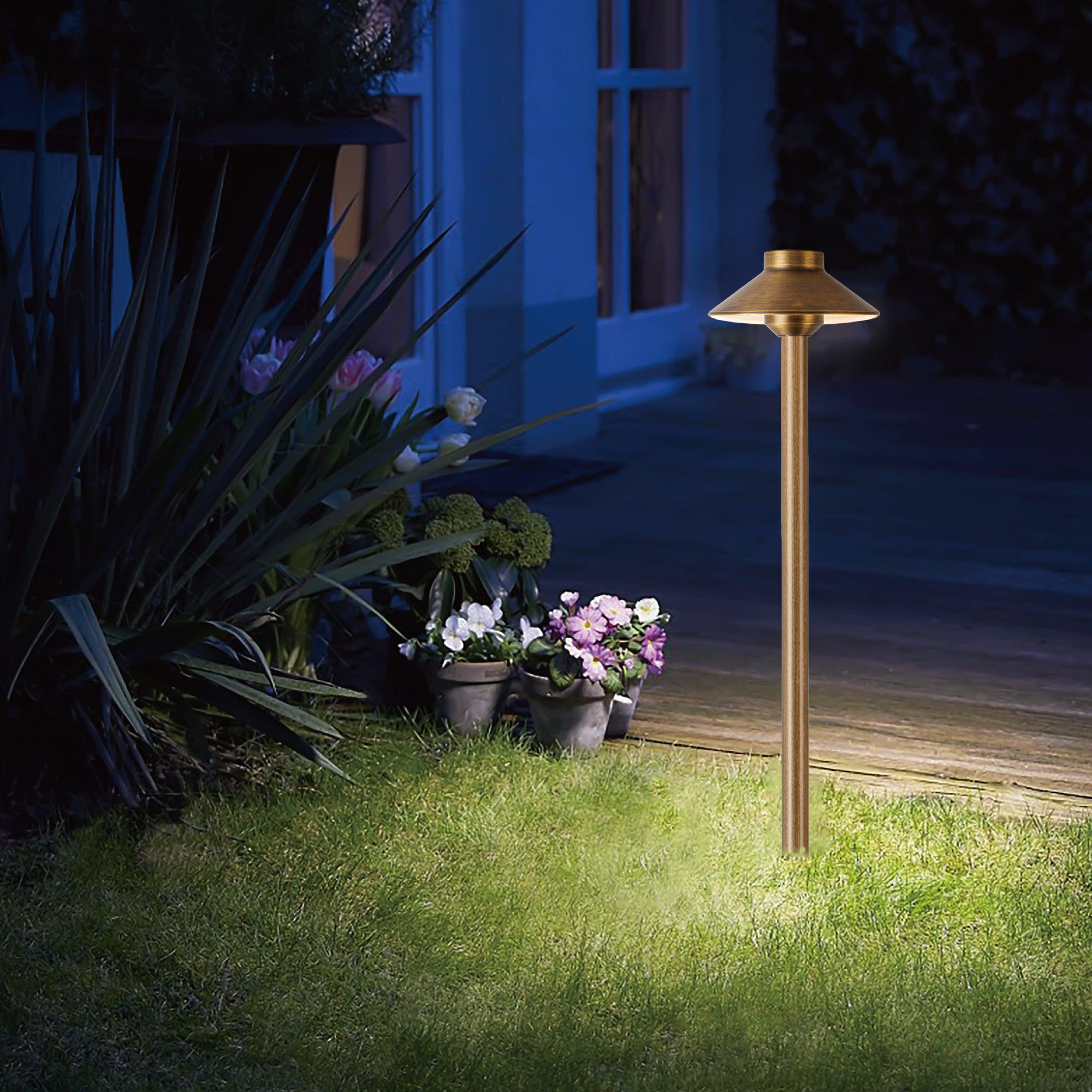 Brass Pathway Lights LED 3000K Warm White - FTL Outdoor Wall Lighting LED Light Bulbs