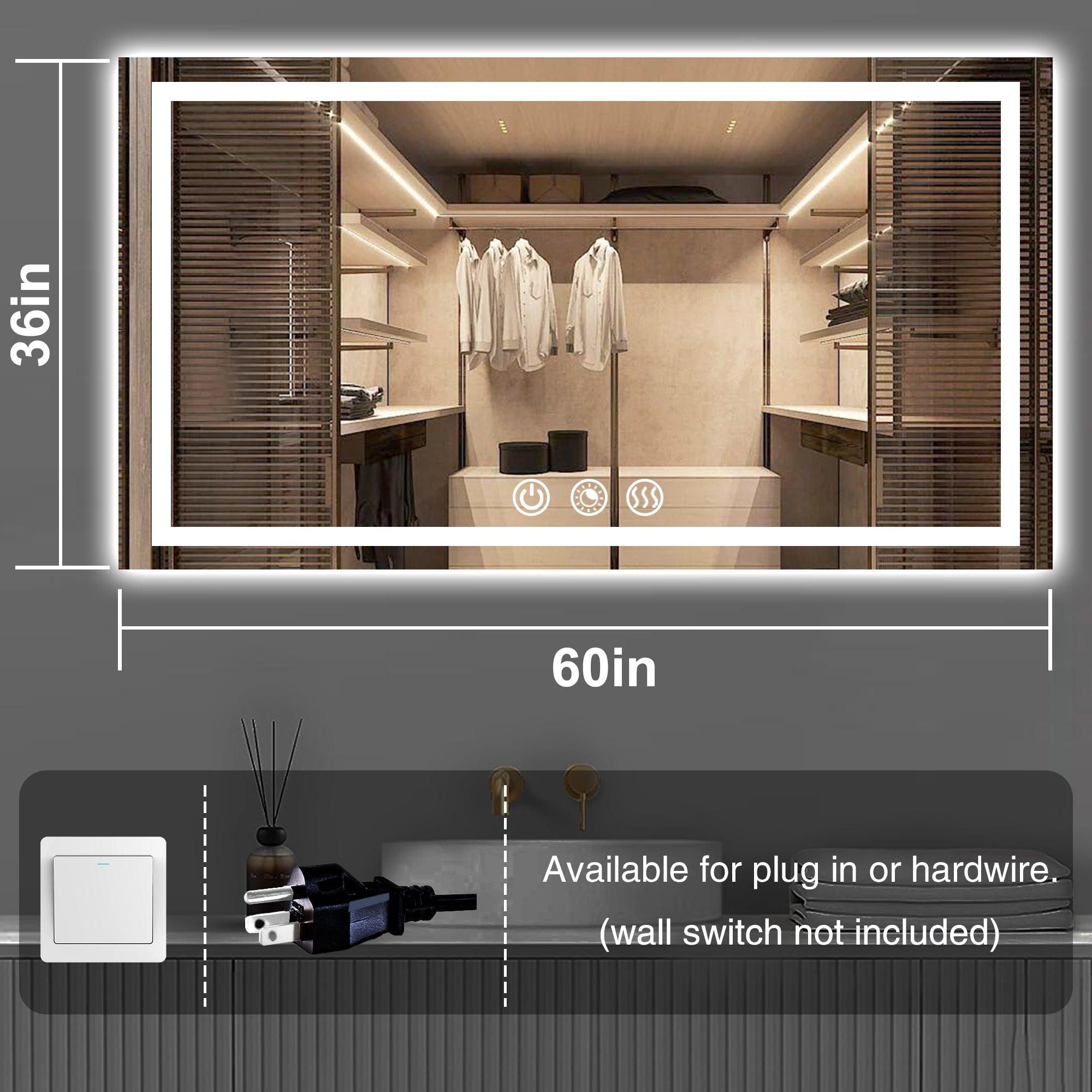 Rectangle 3CCT Dimmable LED Bathroom Mirror