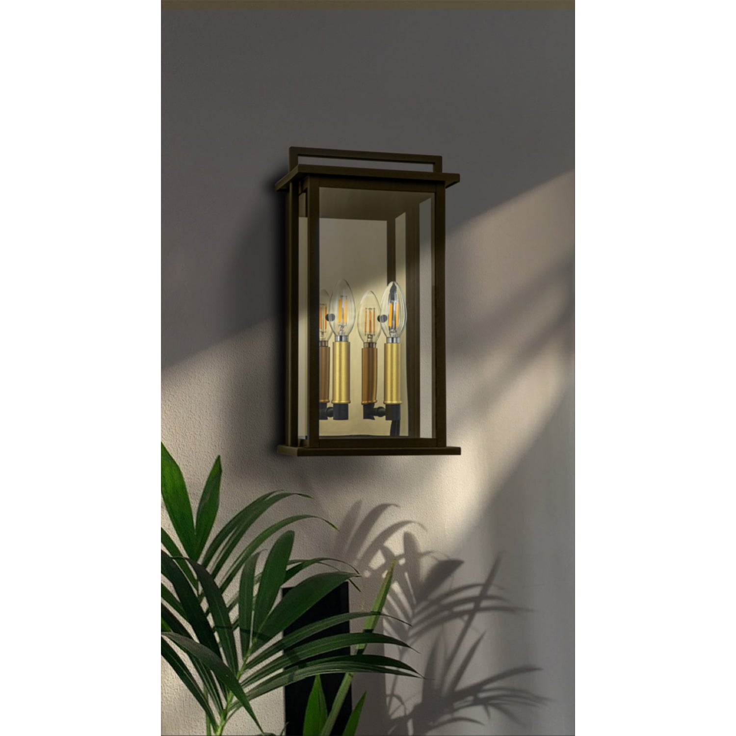 Black Outdoor Wall Lights with Gold Candelabra Interior - FTL Outdoor Wall Lighting LED Light Bulbs