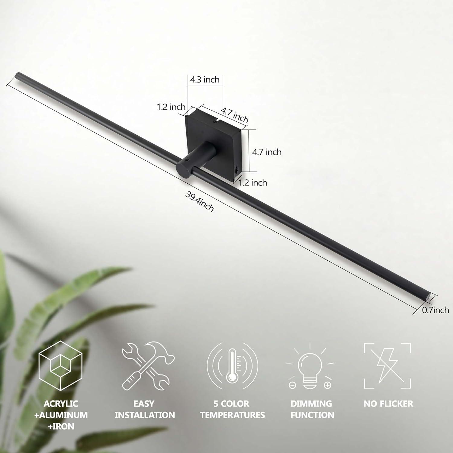 39.4" 5CCT Dimmable Black LED Bath Bar Non-Adjust - FTL Outdoor Wall Lighting LED Light Bulbs