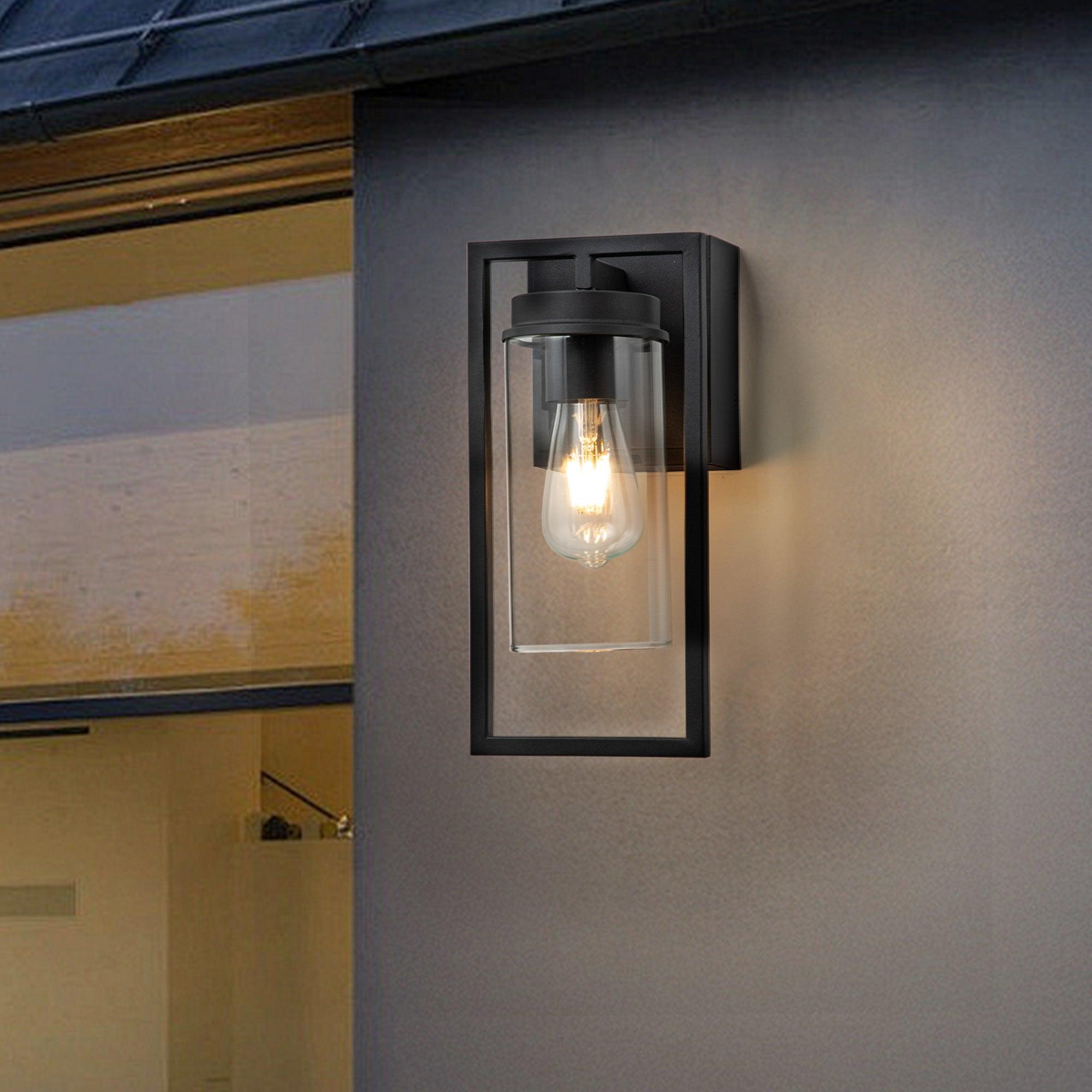 Black Outdoor Wall Lights with GFCI Outlet - FTL Outdoor Wall Lighting LED Light Bulbs