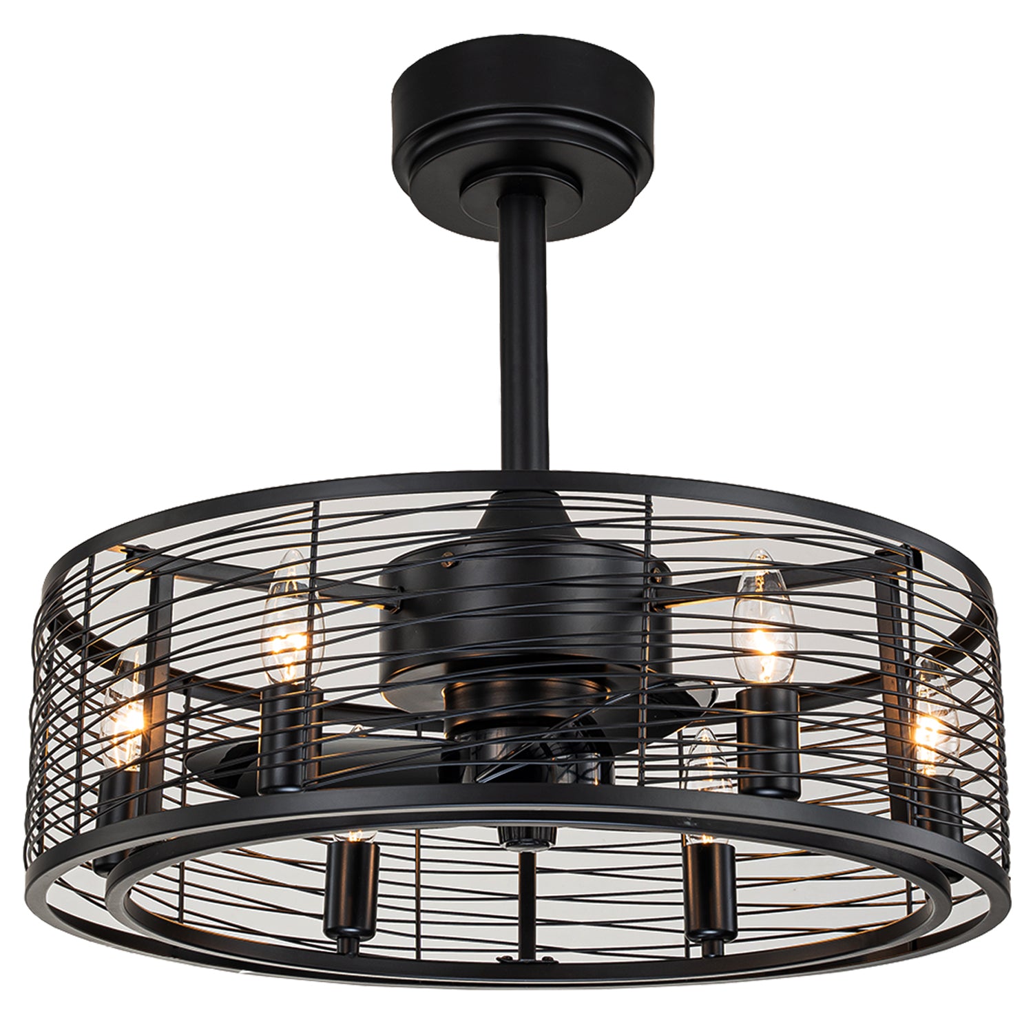 20” Stripped Caged Ceiling Fans with Light and Remote - FTL Outdoor Wall Lighting LED Light Bulbs