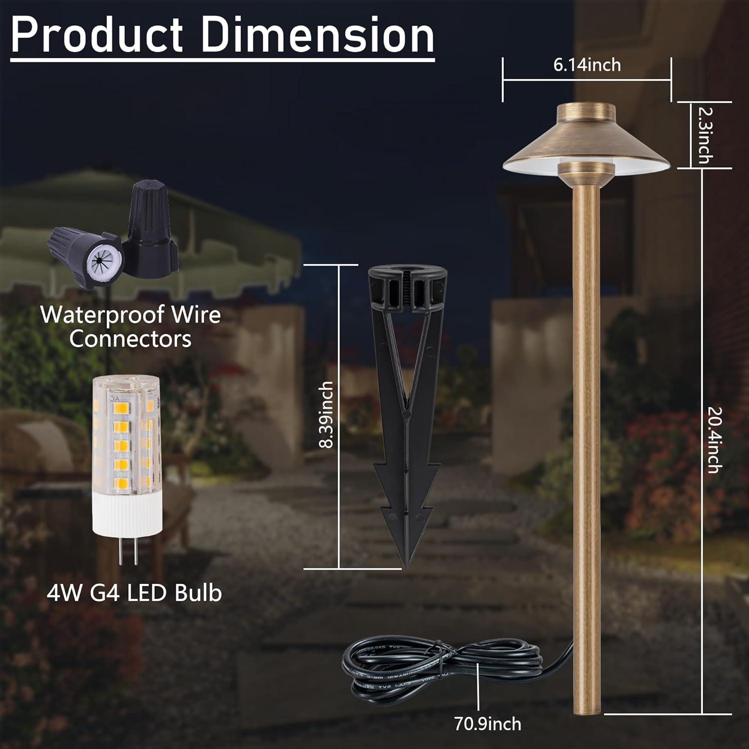 Brass Pathway Lights LED 3000K Warm White - FTL Outdoor Wall Lighting LED Light Bulbs