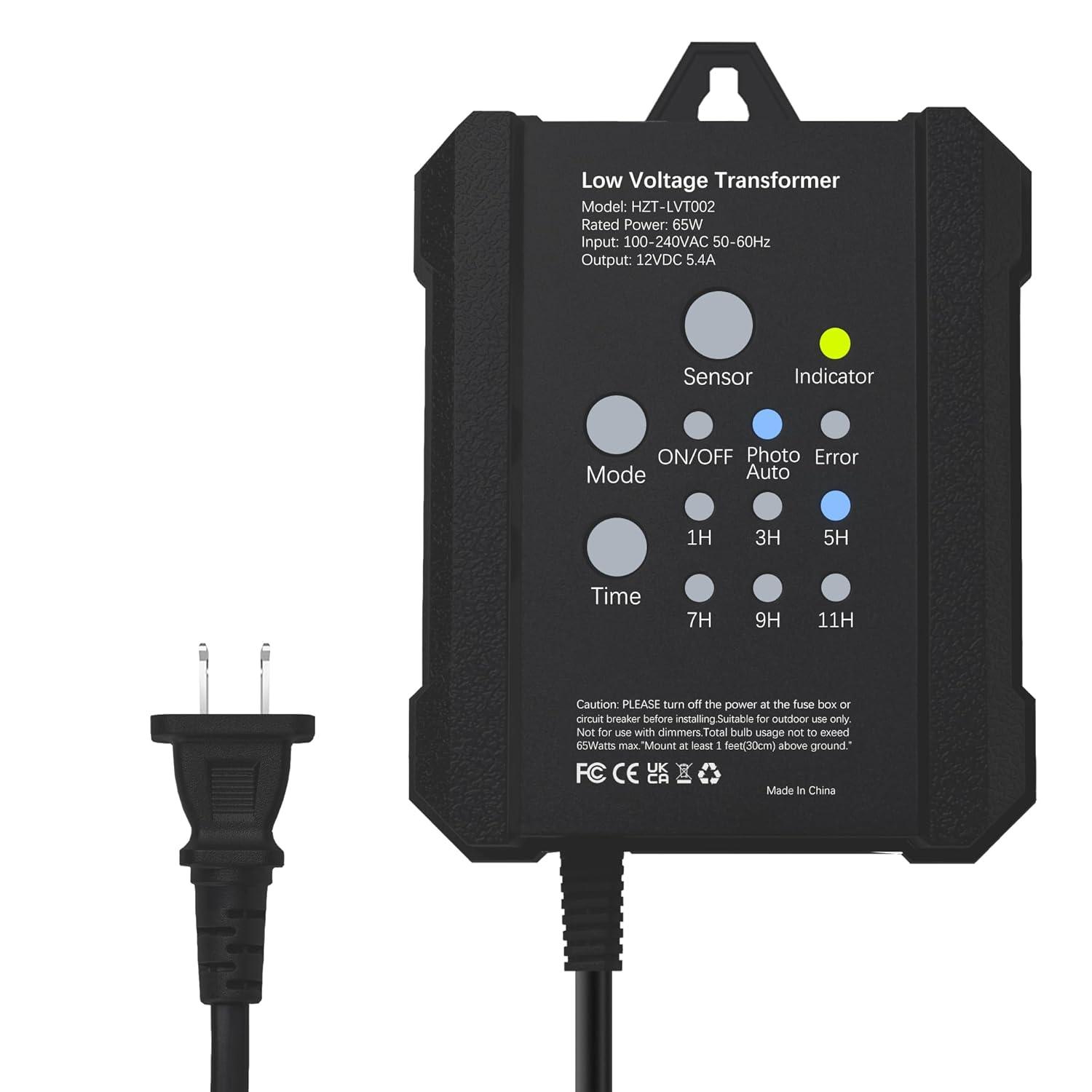 65W Transformer with Timer and Photocell Sensor 120V to 12V - FTL Outdoor Wall Lighting LED Light Bulbs