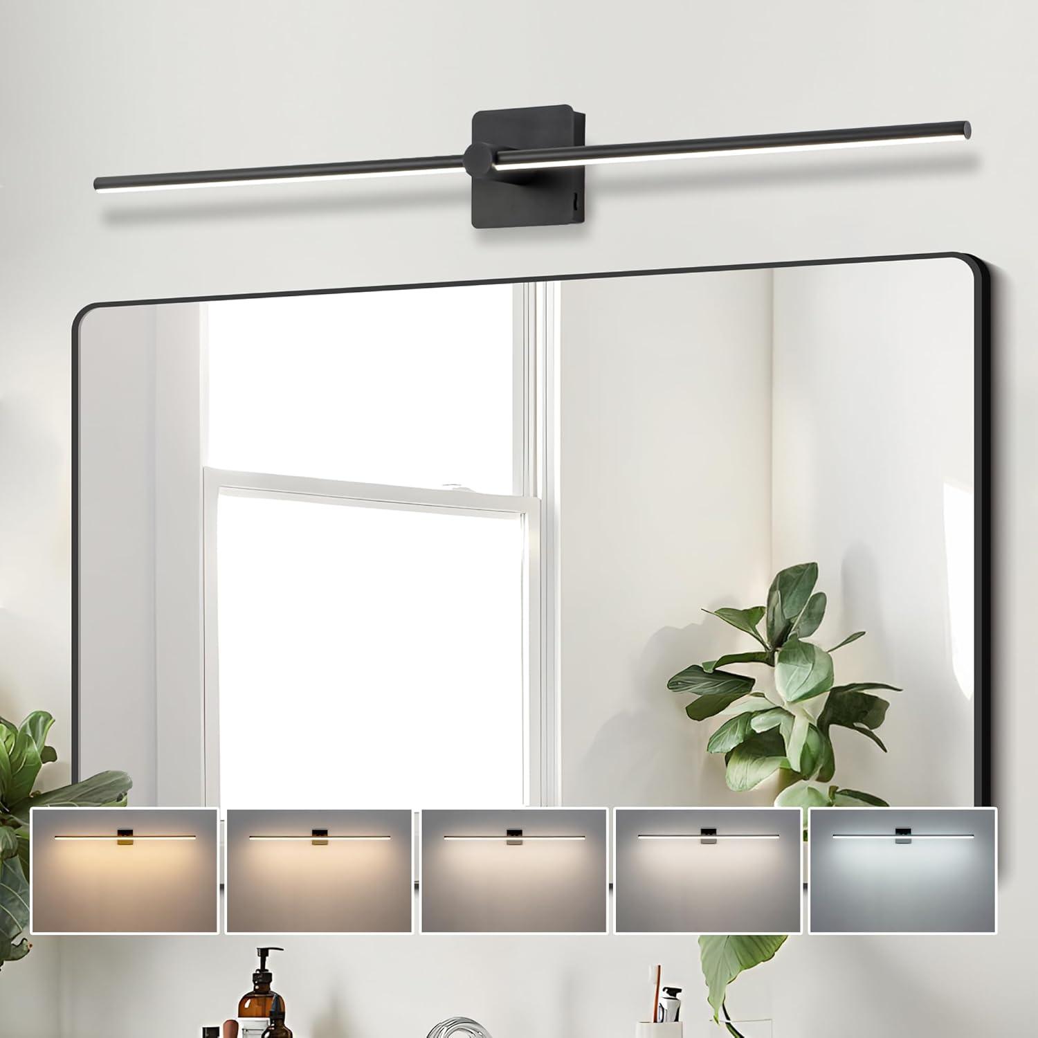 39.4" 5CCT Dimmable Black LED Bath Bar Non-Adjust - FTL Outdoor Wall Lighting LED Light Bulbs