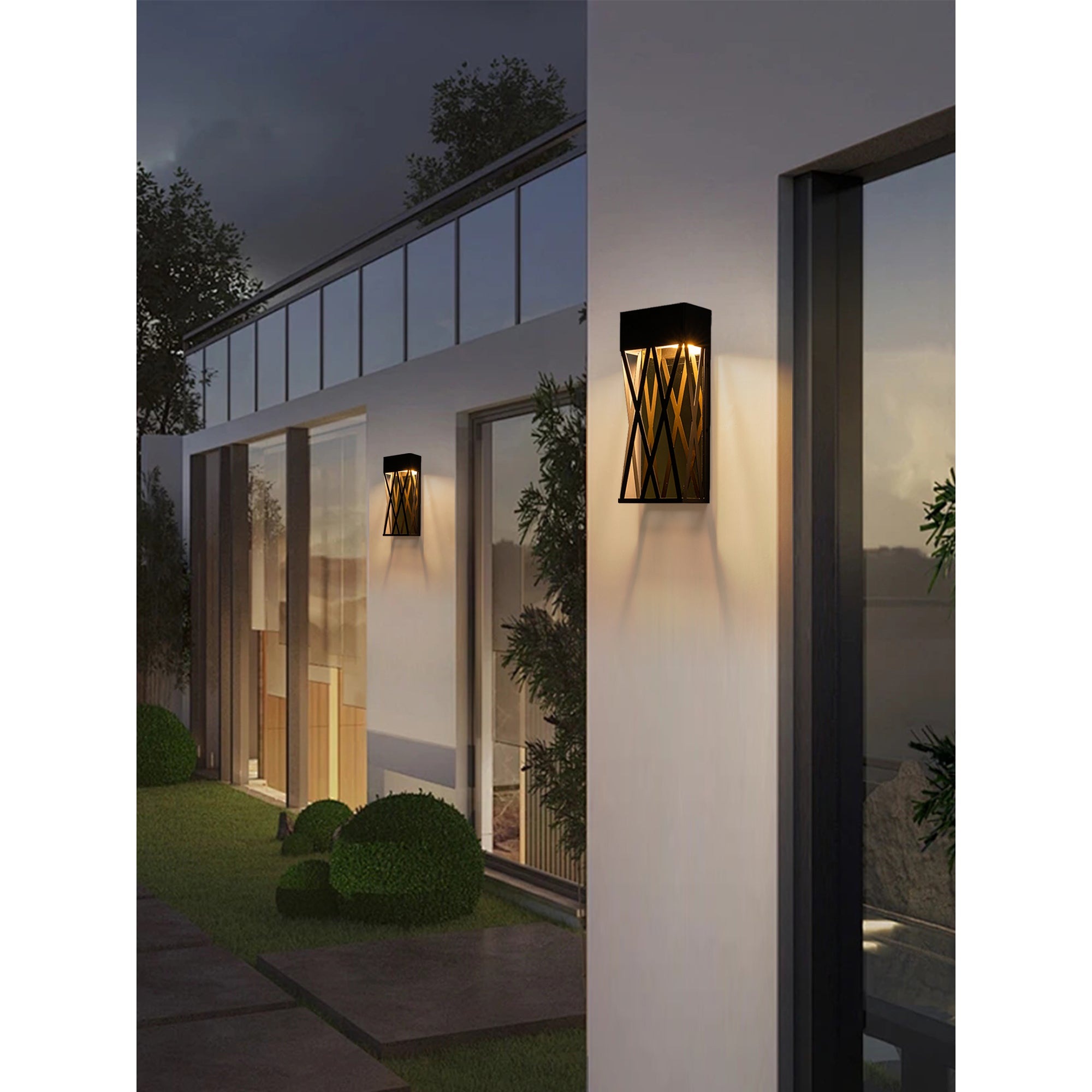 14" Black LED Outdoor Wall Lights with Gold Interior - FTL Outdoor Wall Lighting LED Light Bulbs