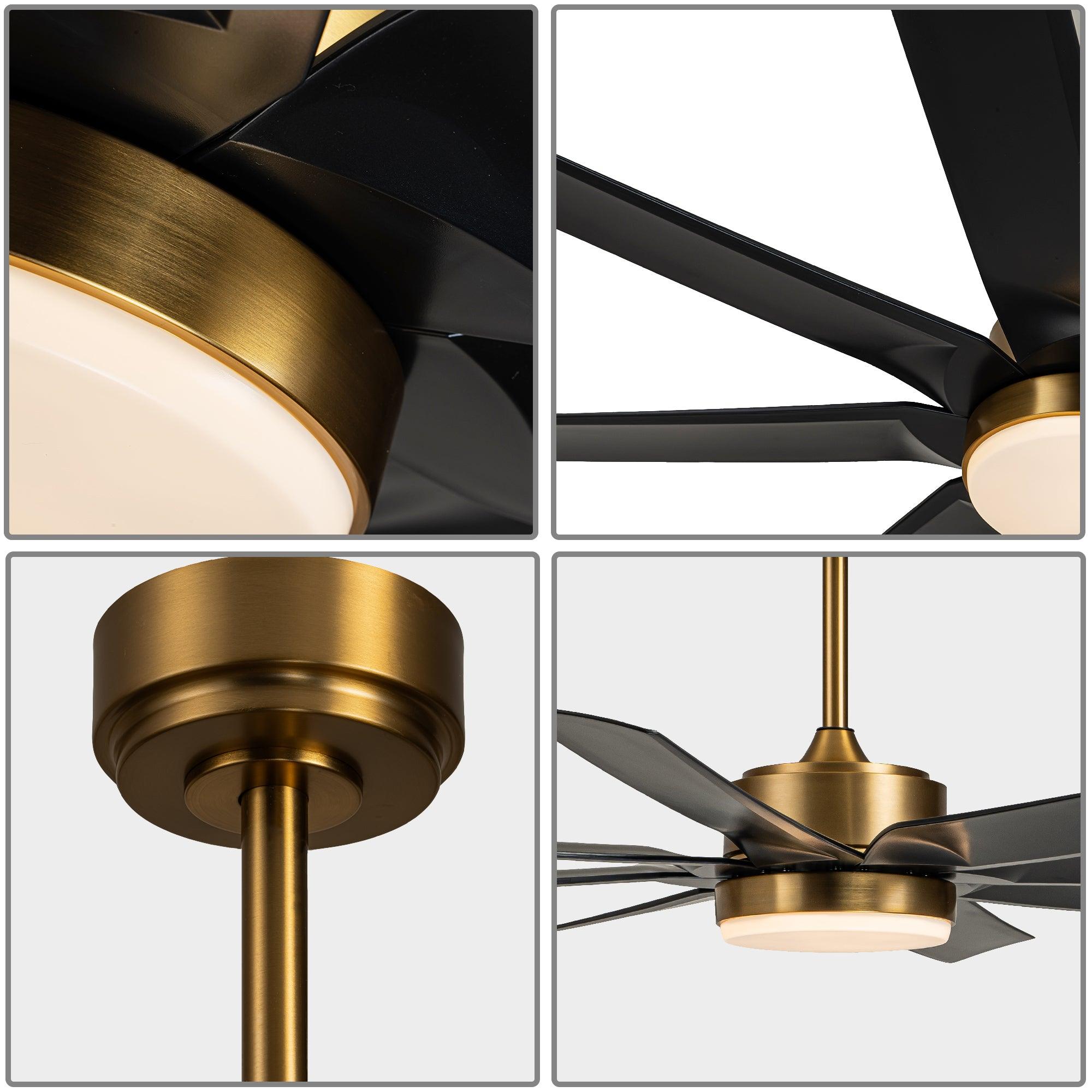72" Black Ceiling Fans with LED Lights and Remote