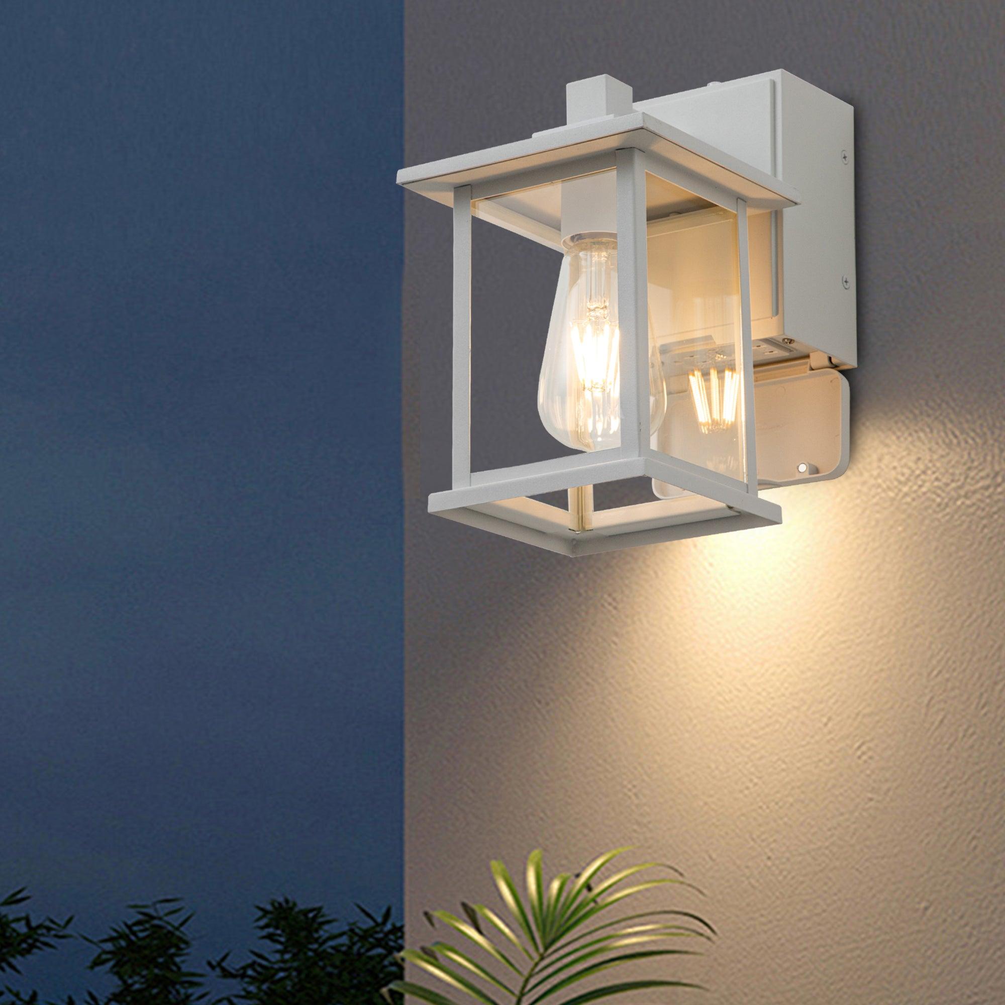 Dusk to Dawn Outdoor Wall Lights with GFCI Outlet - FTL Outdoor Wall Lighting LED Light Bulbs