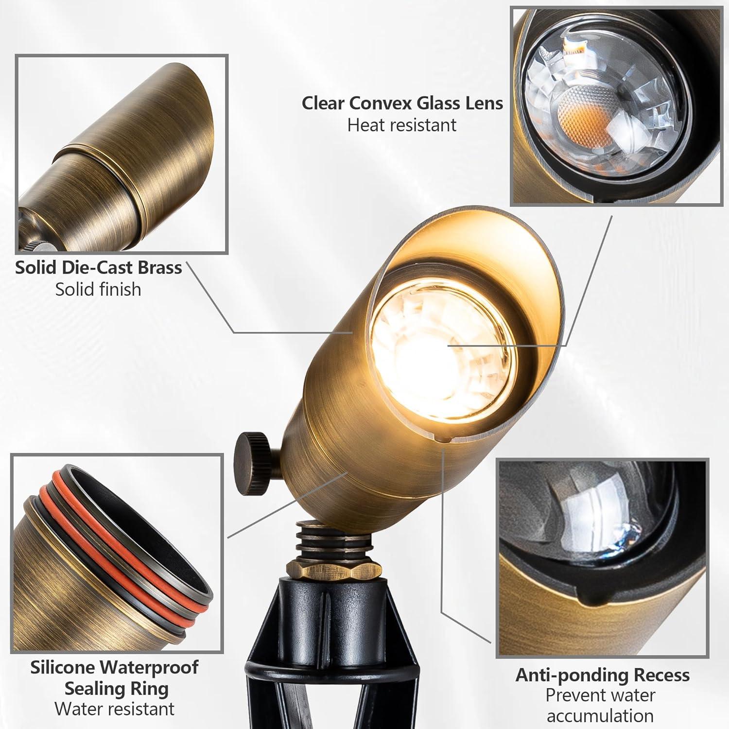 Brass Landscape Spotlight LED with 3000K Warm White - FTL Outdoor Wall Lighting LED Light Bulbs