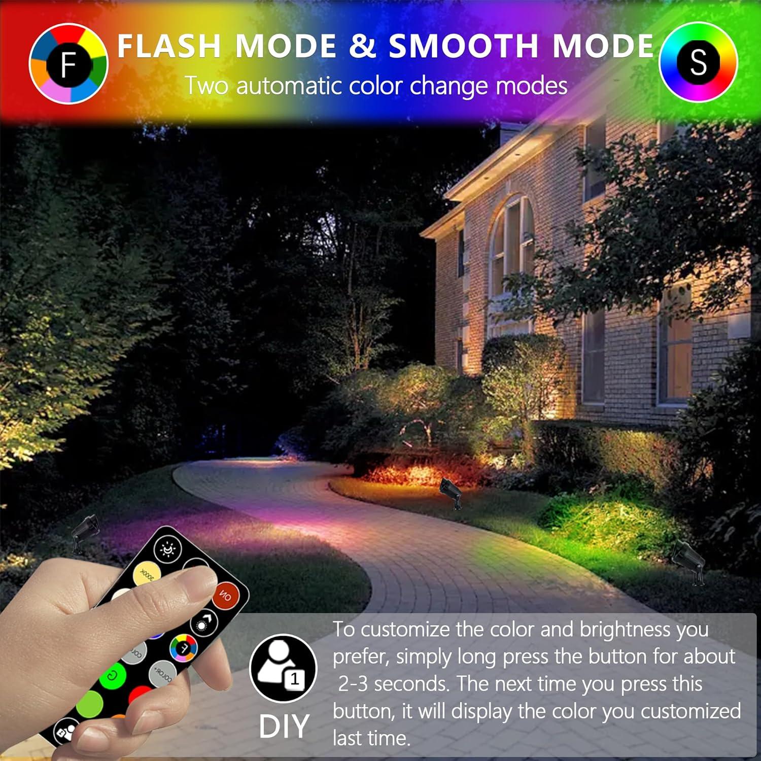 RGB LED Landscape Spotlight with Remote - FTL Outdoor Wall Lighting LED Light Bulbs