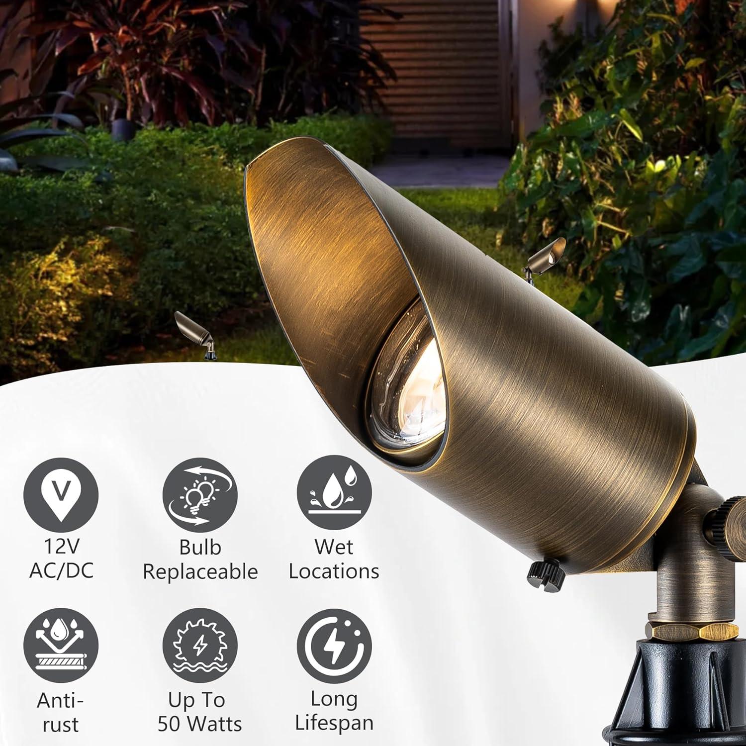 Brass Landscape Spotlight 3000K Warm White-LT2102 - FTL Outdoor Wall Lighting LED Light Bulbs