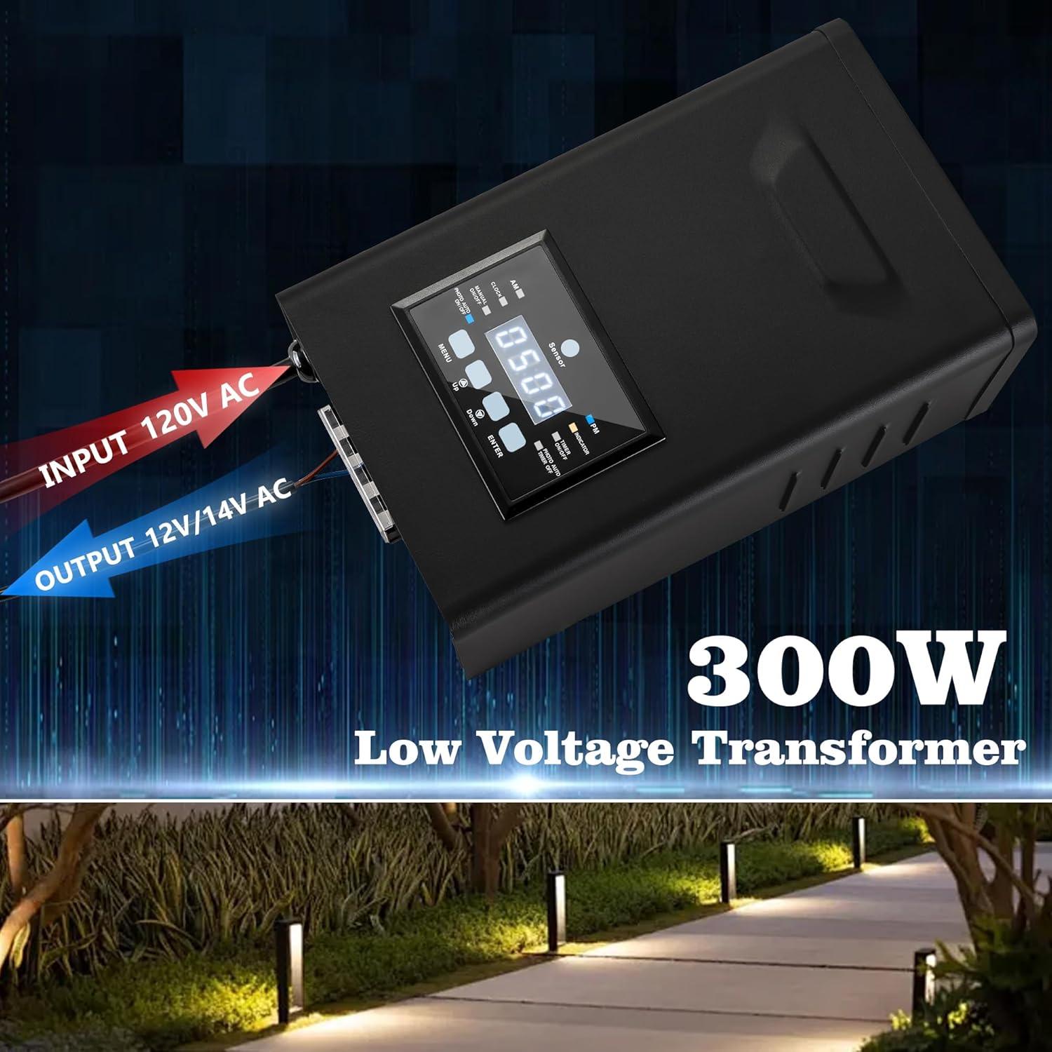 300W Transformer with Timer and Photocell Sensor 120V to 12V - FTL Outdoor Wall Lighting LED Light Bulbs