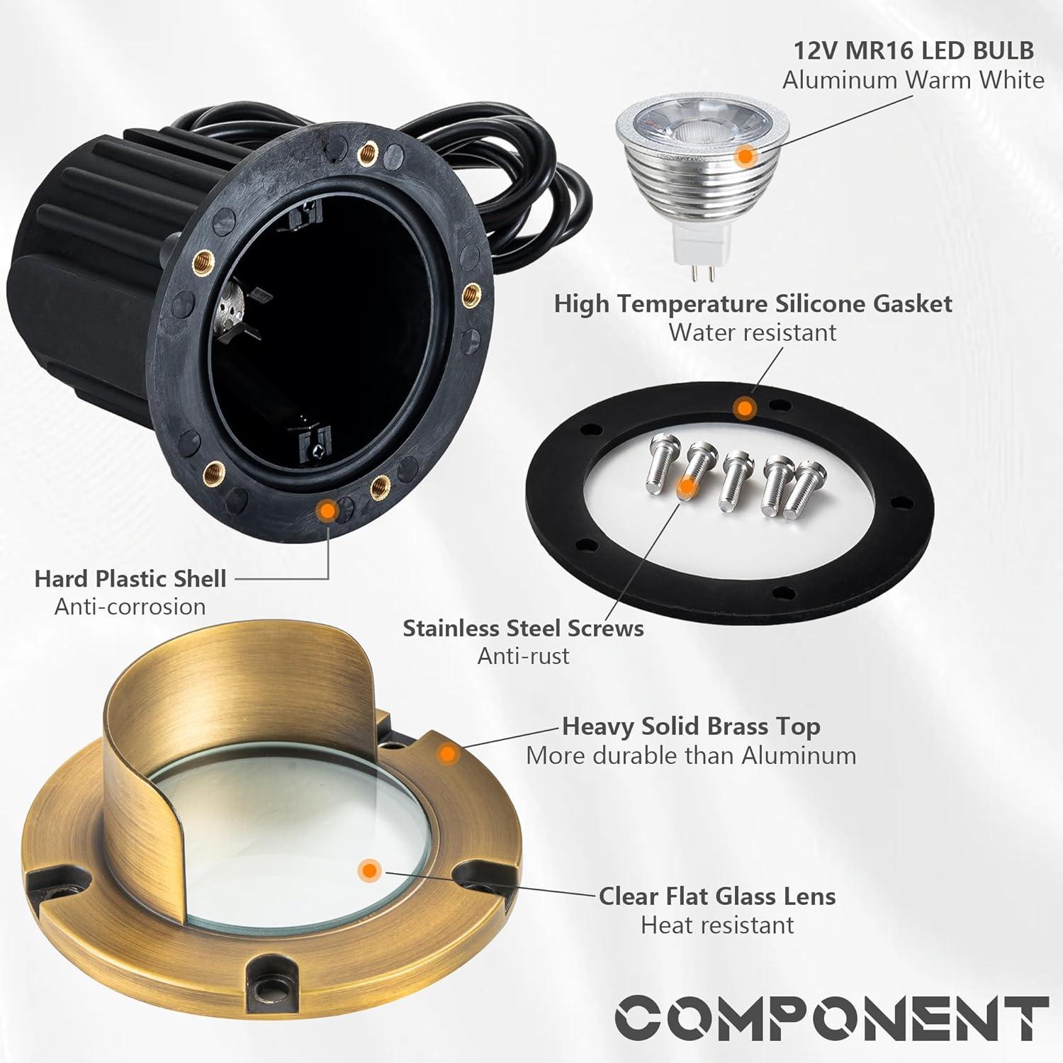 Brass In-Ground Well Light 3000K Warm White-LT2203B - FTL Outdoor Wall Lighting LED Light Bulbs