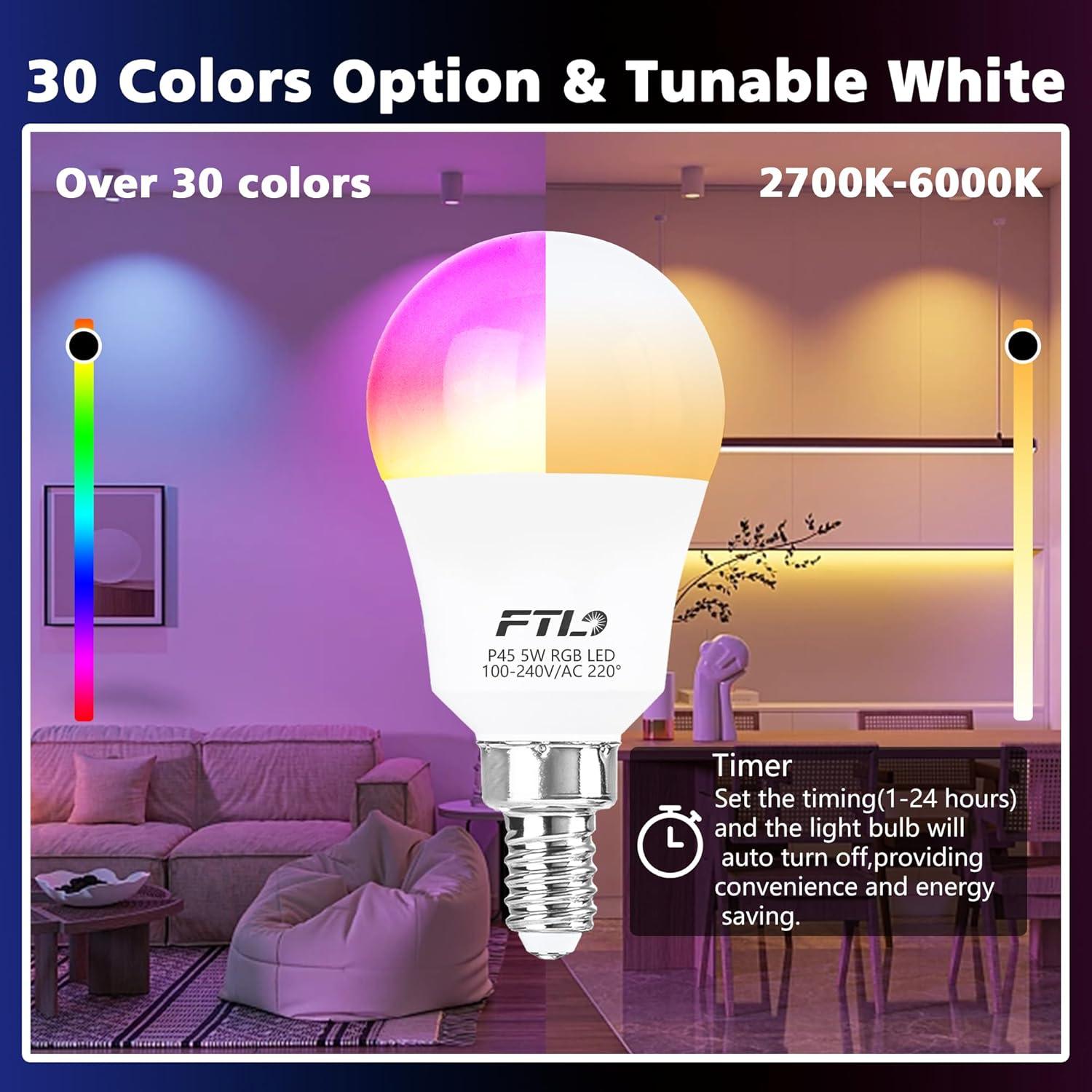 RGB Color Changing P45 E12 LED Bulbs with Remote - FTL Outdoor Wall Lighting LED Light Bulbs