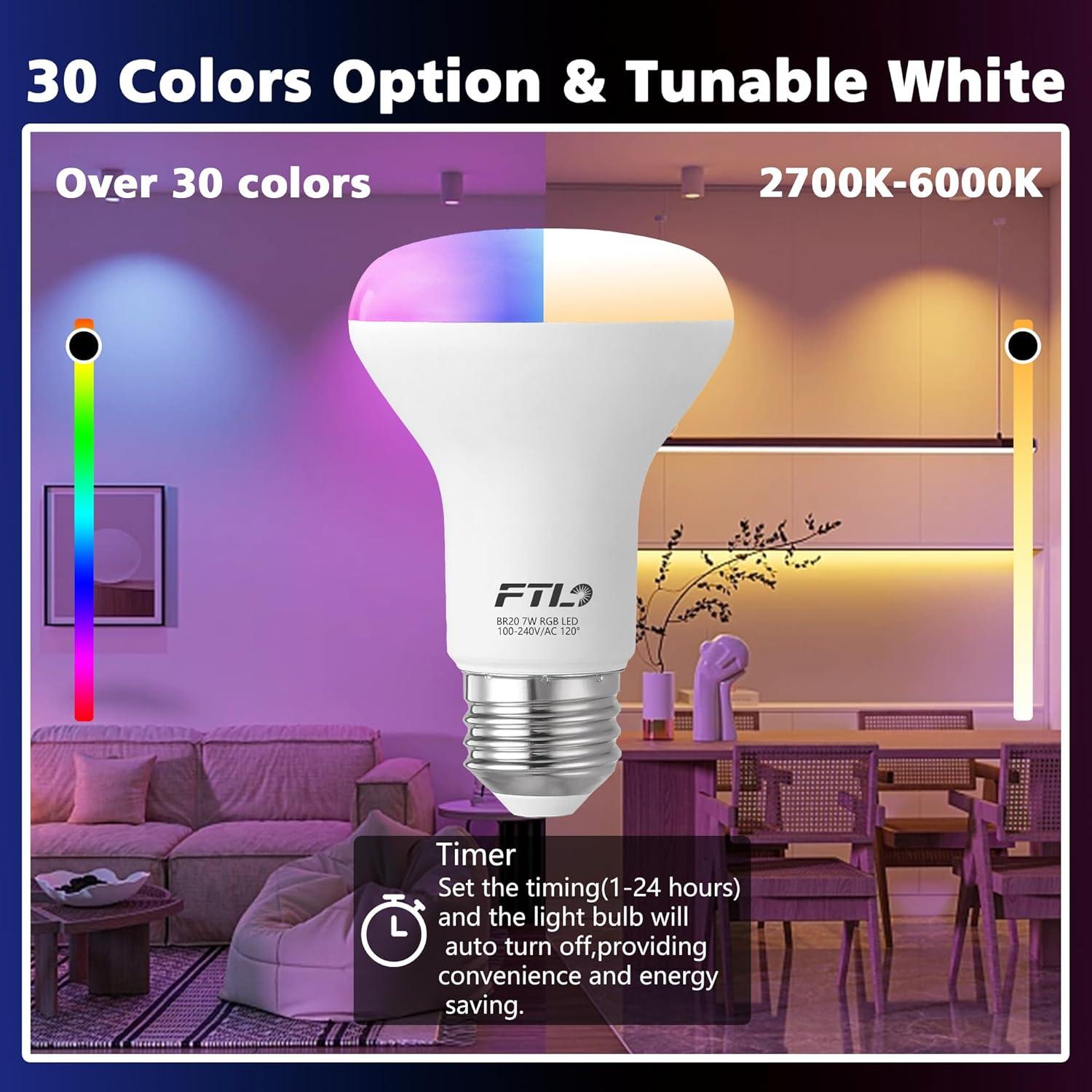 RGB Color Changing BR20 LED Bulbs with Remote - FTL Outdoor Wall Lighting LED Light Bulbs