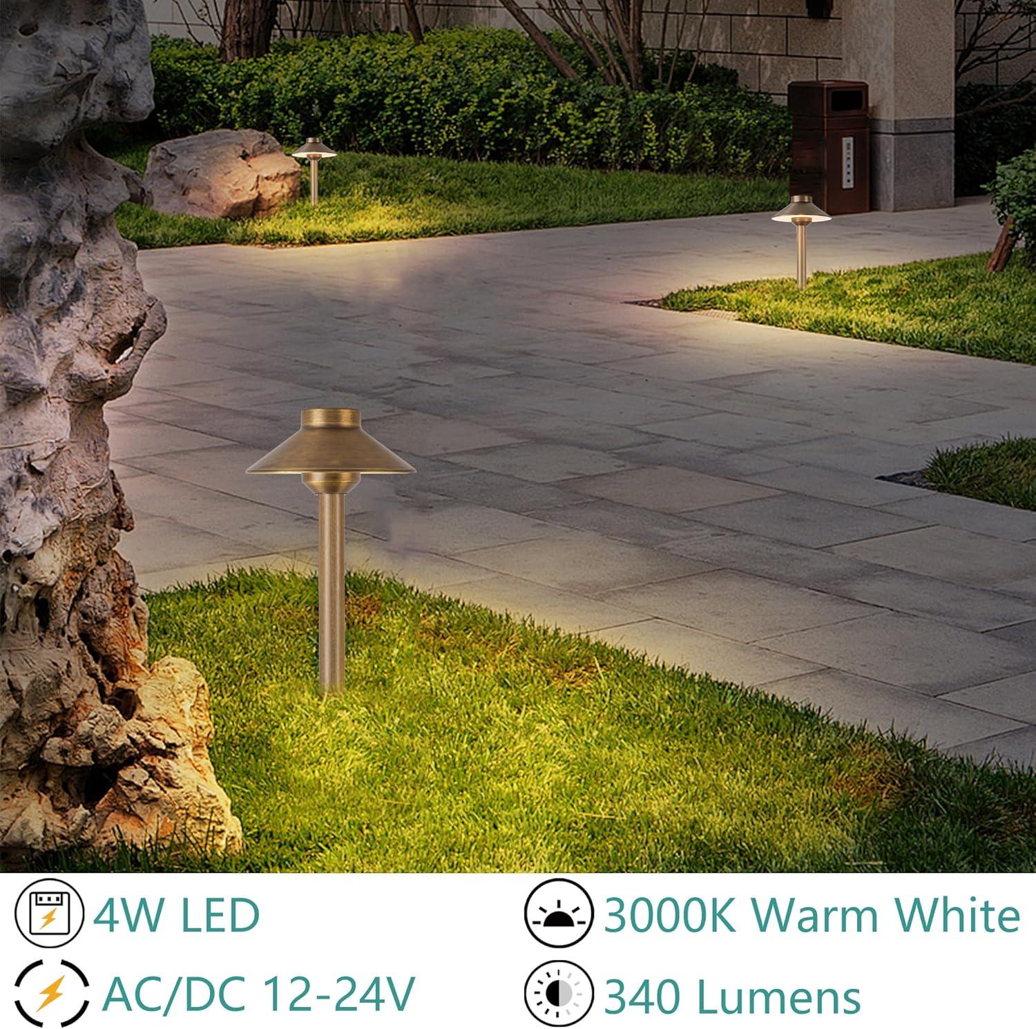 Brass Pathway Lights LED 3000K Warm White - FTL Outdoor Wall Lighting LED Light Bulbs