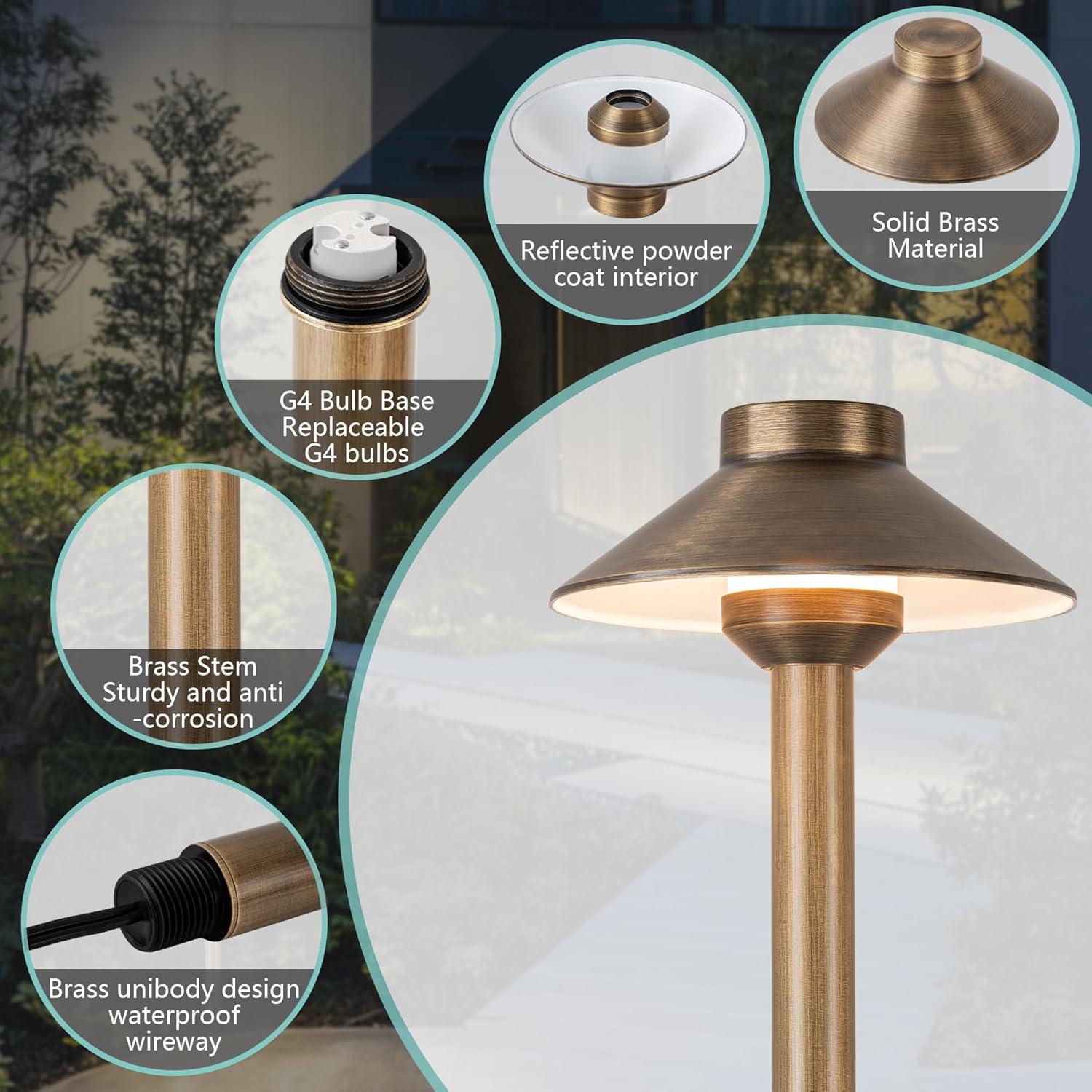 Brass Pathway Lights LED 3000K Warm White - FTL Outdoor Wall Lighting LED Light Bulbs