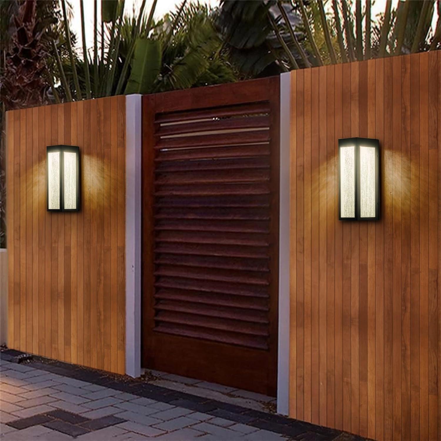 Black Outdoor Wall Lights with Seeded Glass - FTL Outdoor Wall Lighting LED Light Bulbs