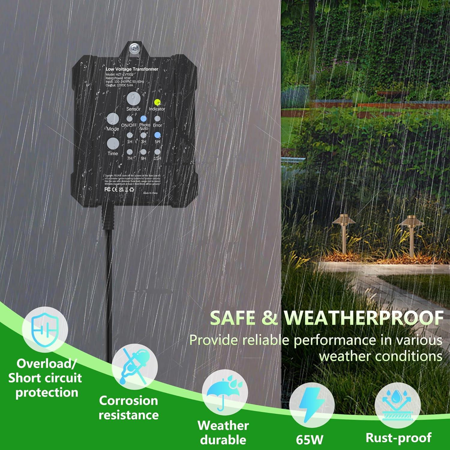 65W Transformer with Timer and Photocell Sensor 120V to 12V - FTL Outdoor Wall Lighting LED Light Bulbs