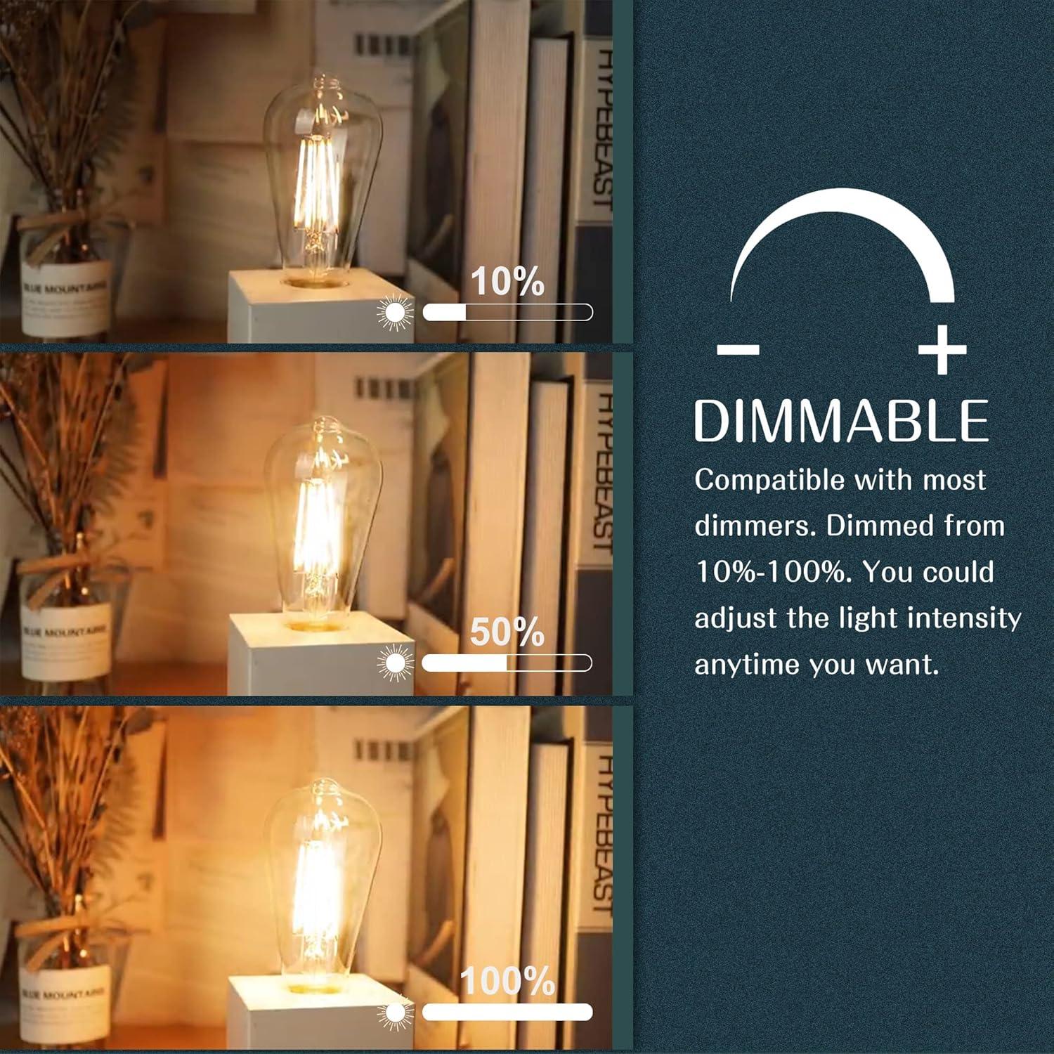 8W Dimmable ST64/ST21 E26/Medium (Standard) LED Bulb (set of 6) - FTL Outdoor Wall Lighting LED Light Bulbs