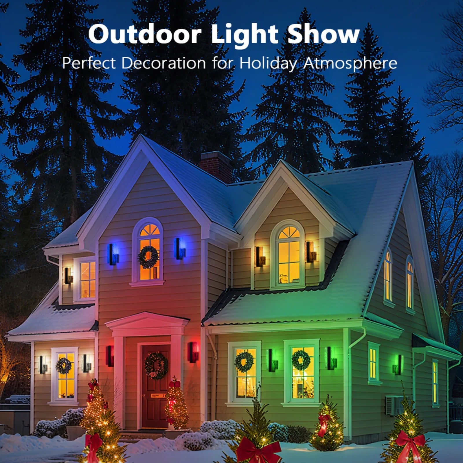 11.73“ RGB Outdoor Wall Lights Set of 2