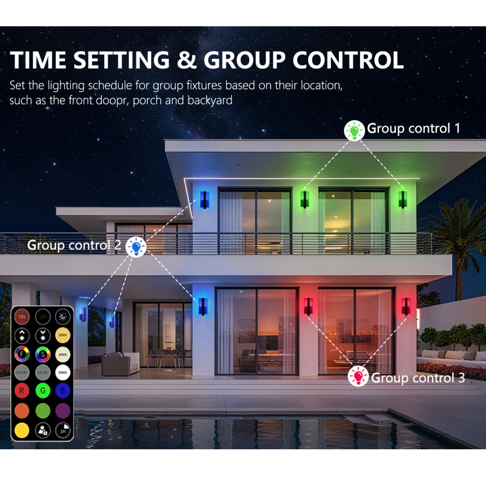 11.73“ RGB Outdoor Wall Lights Set of 2