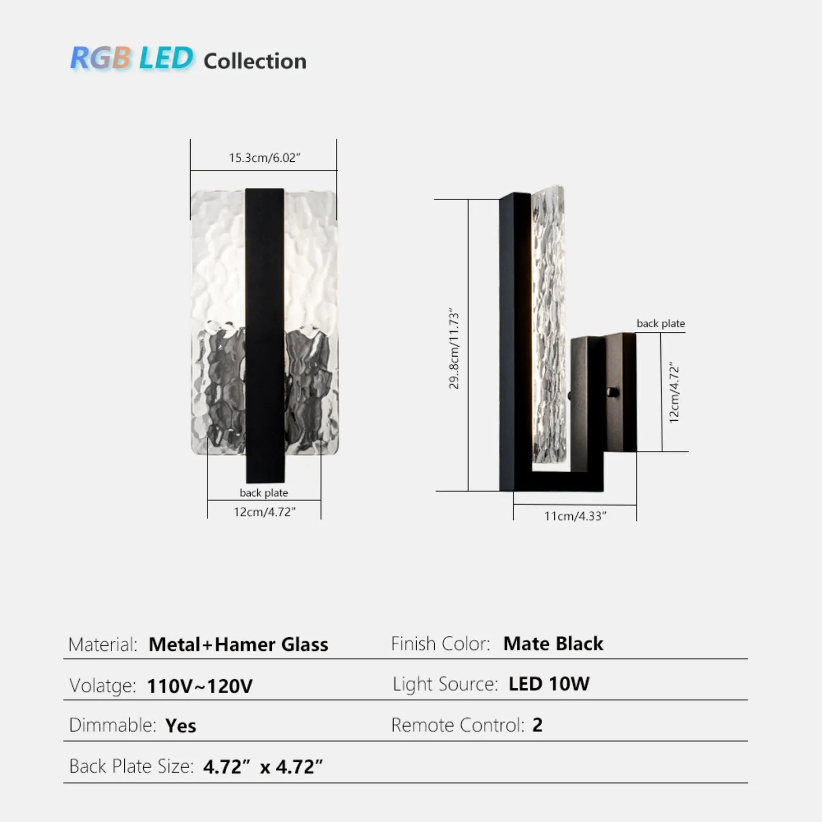 11.73“ RGB Outdoor Wall Lights Set of 2