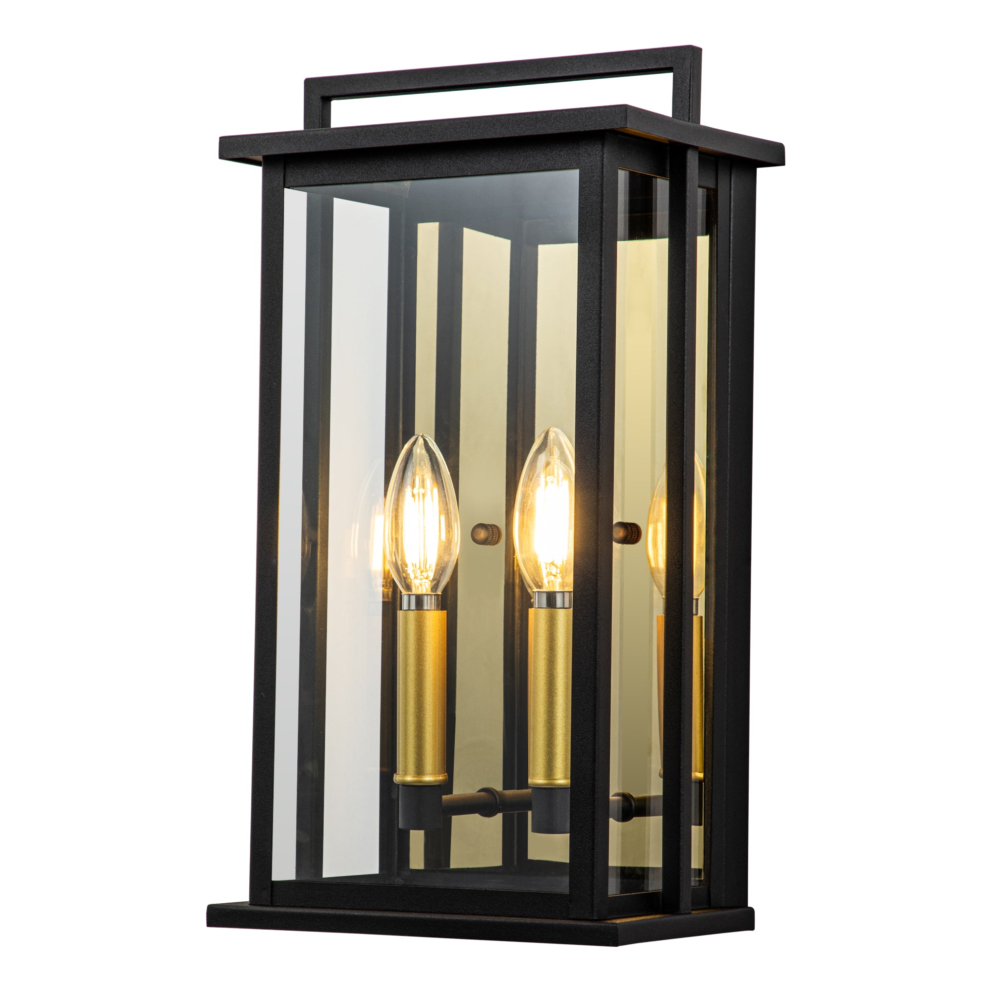 Black Outdoor Wall Lights with Gold Candelabra Interior - FTL Outdoor Wall Lighting LED Light Bulbs