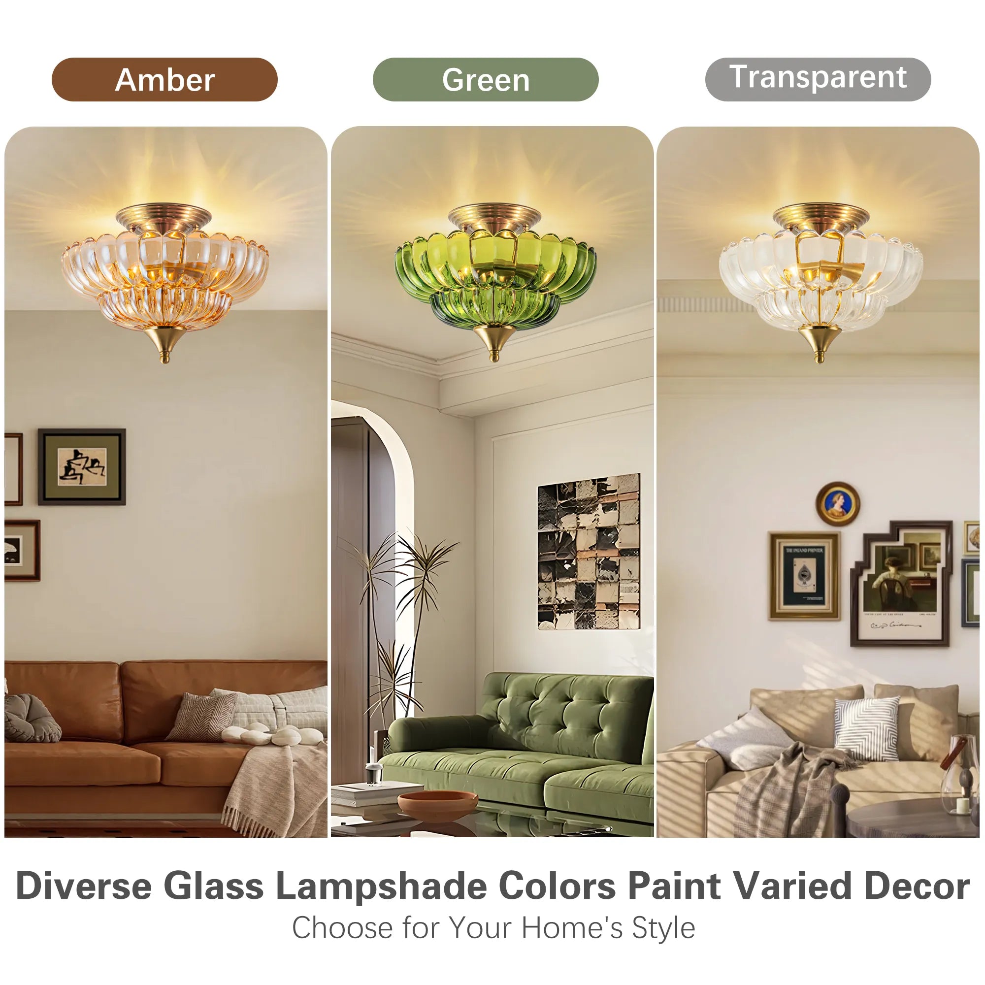 FTL 12“ Wide Gold Semi Flush Mount Ceiling Light