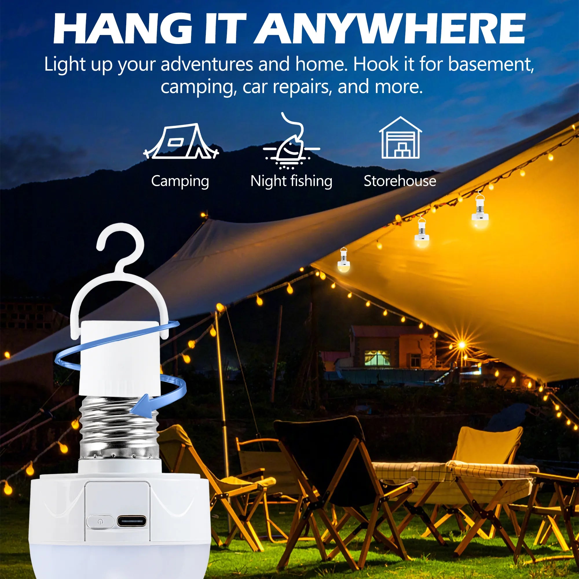 3.43" Rechargeable Color Changing Light Bulb 2-Pack