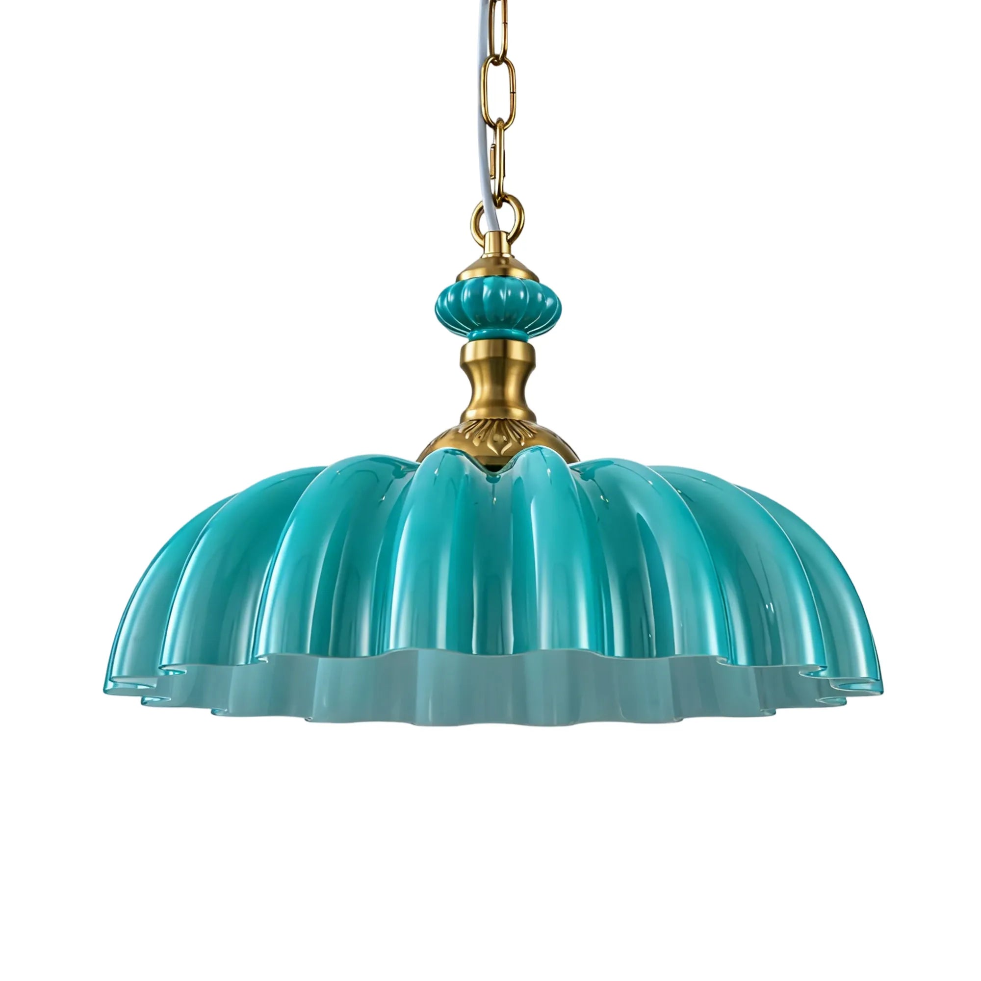 FTL 13.8" Wide Vintage Flower Green Milk Glass Pendant Lights