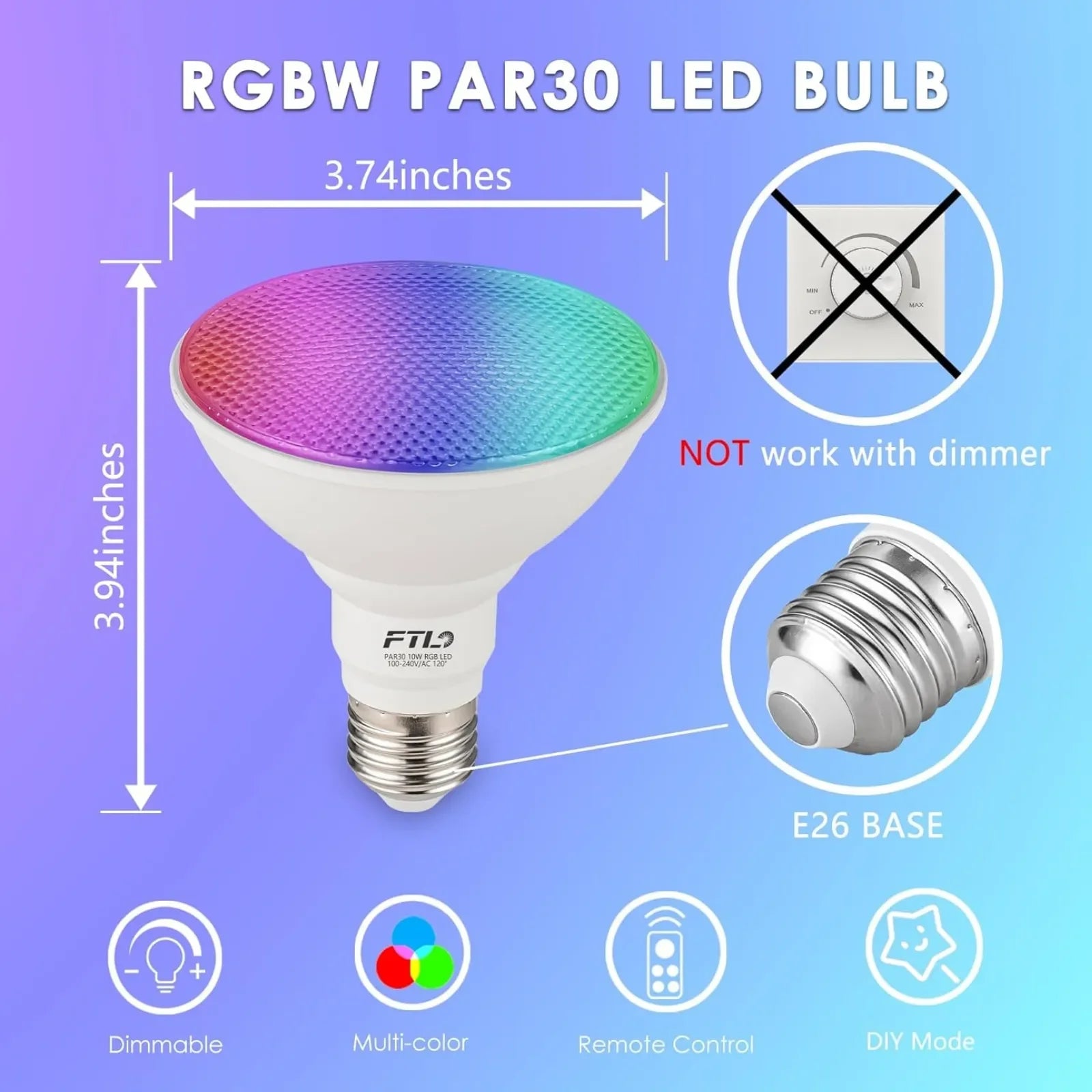 RGB Color Changing PAR38 LED Bulbs with Remote 2-Pack