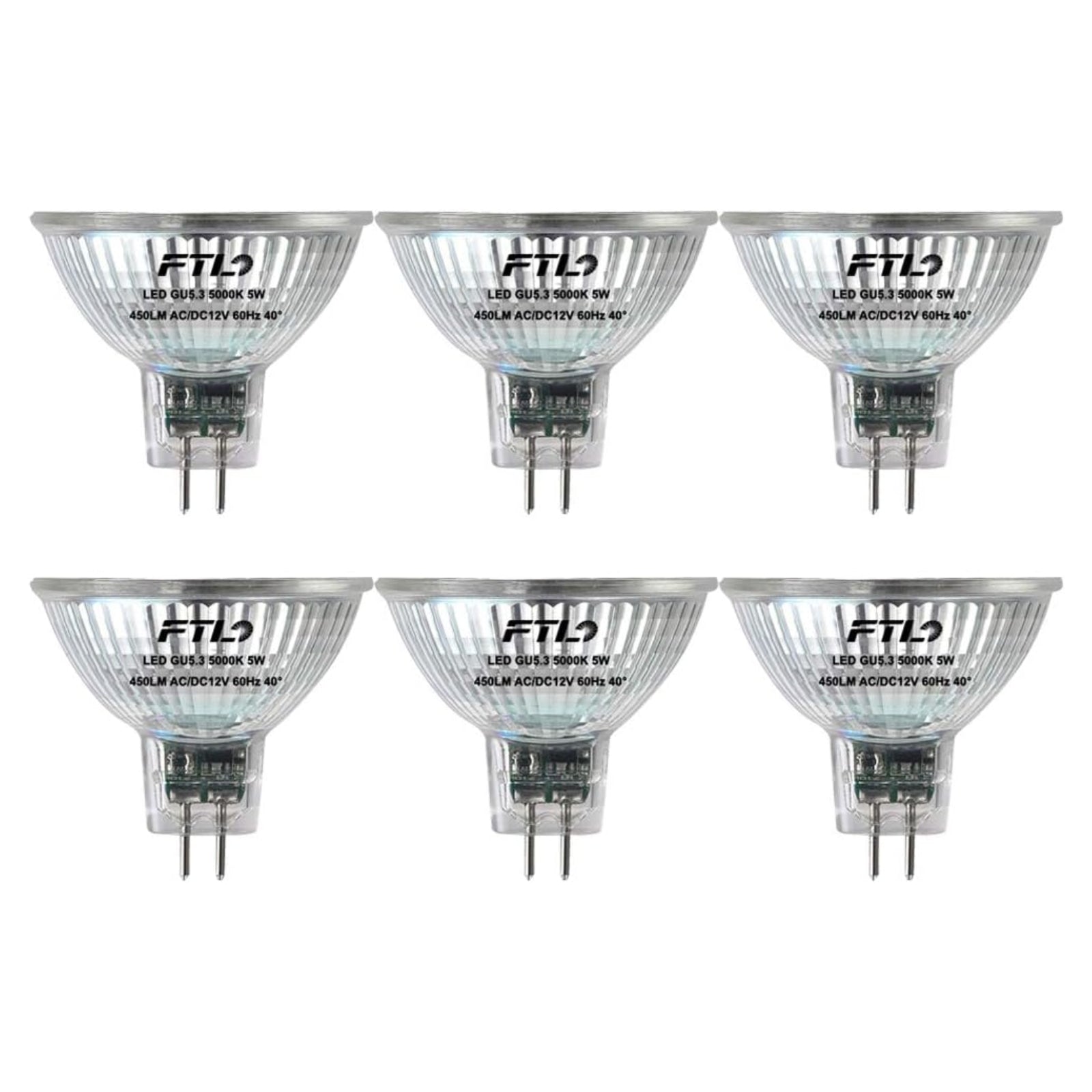 Glass Cover MR16 LED Bulb GU5.3 (6-Pack)