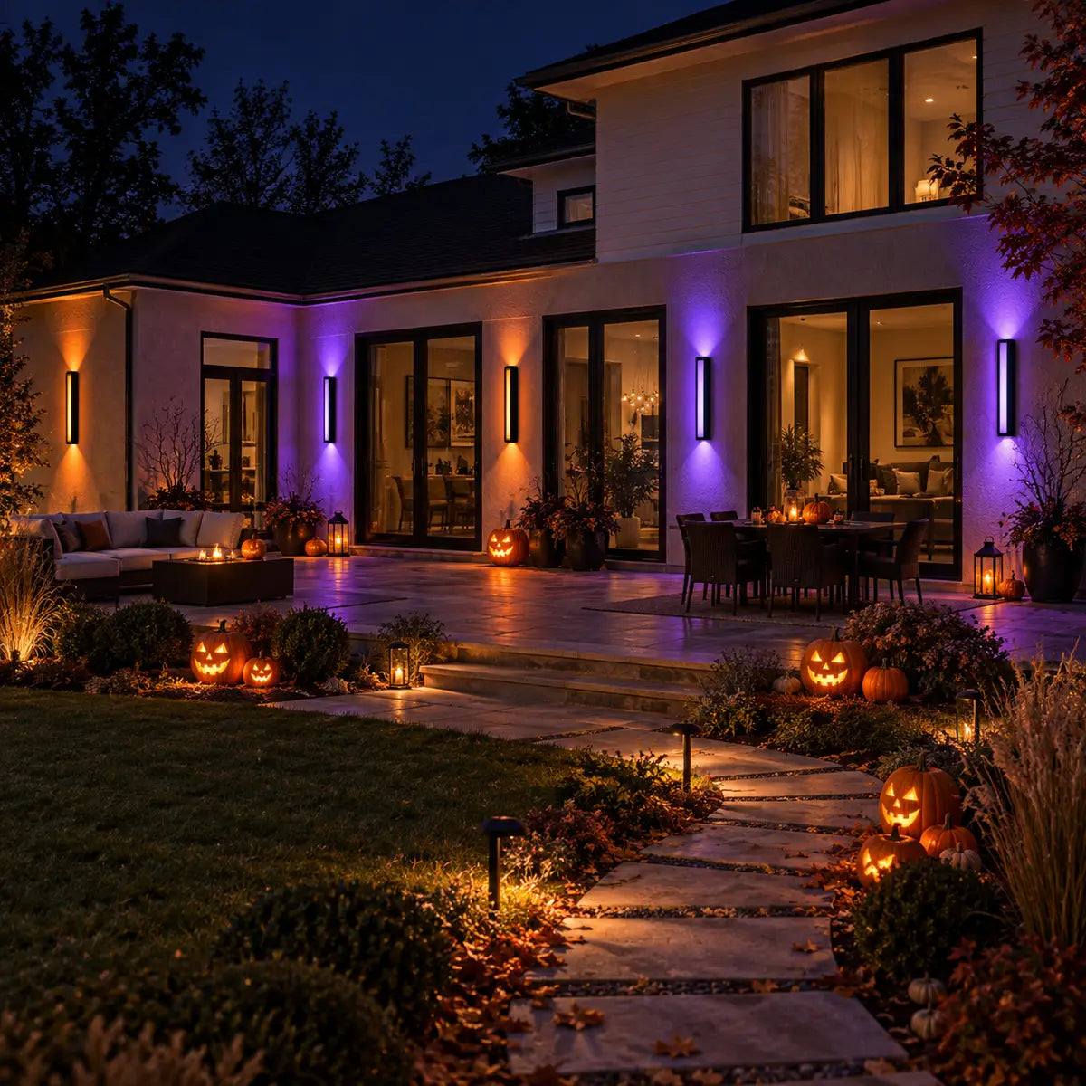 23.6” Modern RGB Outdoor Wall Lights with Remote Control