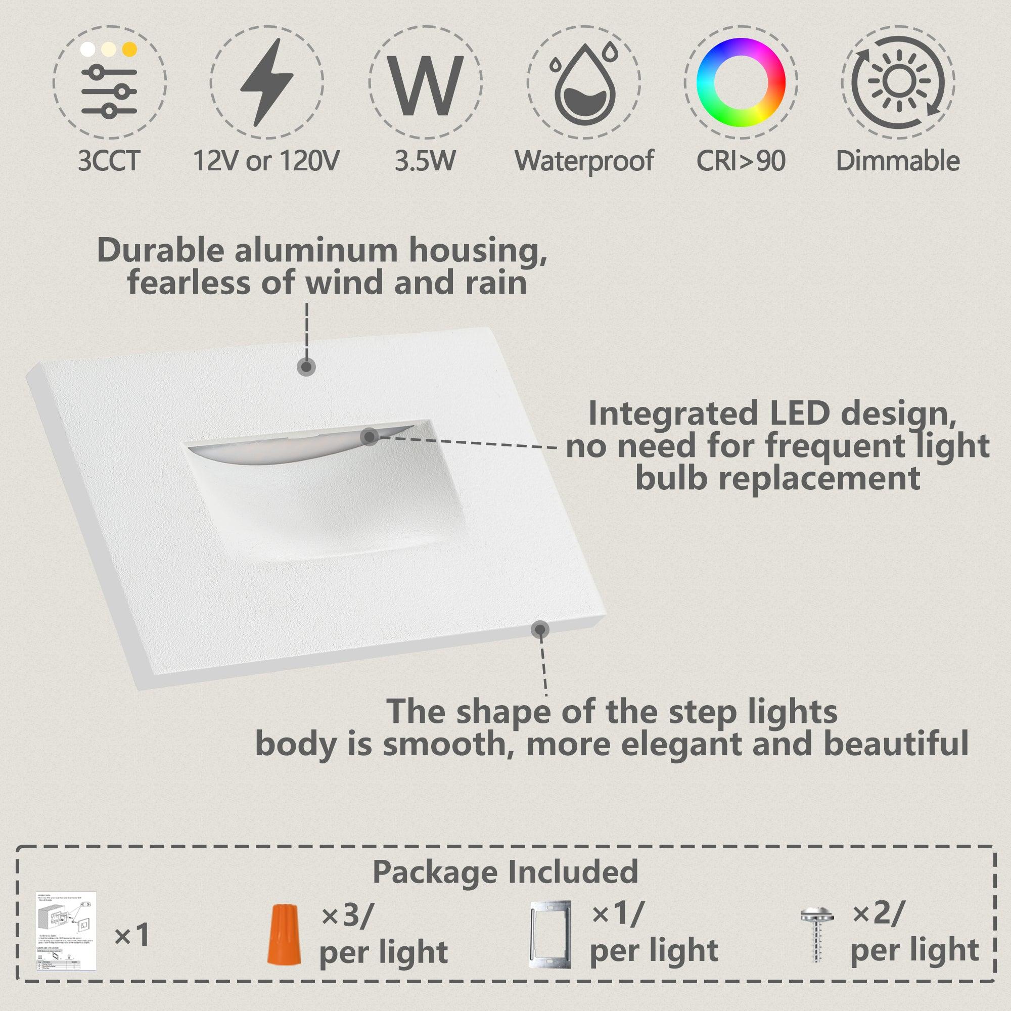 LED Step Lights 3CCT Horizontal (Switch by Toggle)