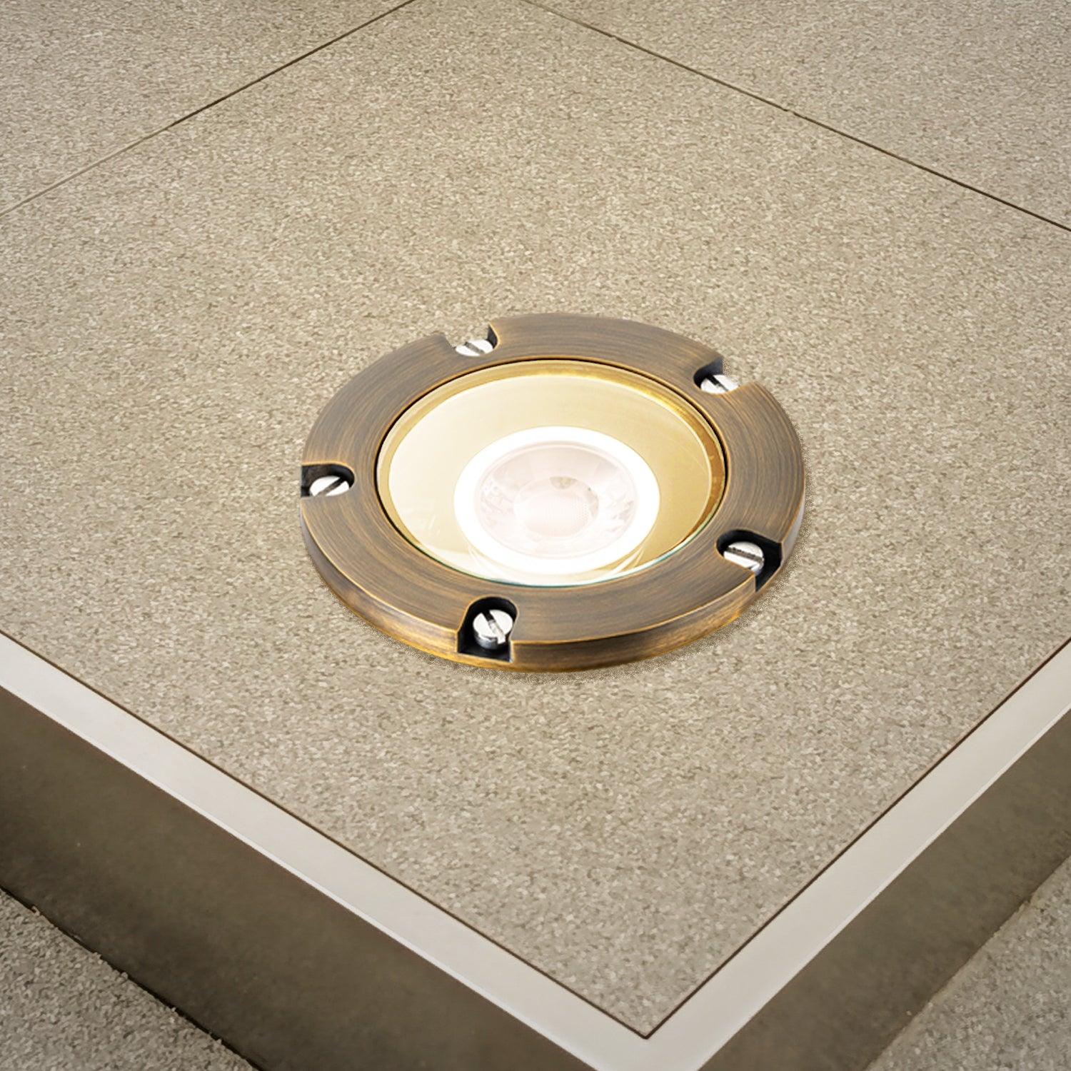 Brass In-Ground Well Light 3000K Warm White-LT2202A - FTL Outdoor Wall Lighting LED Light Bulbs